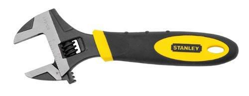 Stanley 8 in. Adjustable Wrench -Wide Jaw -Alloy Steel Body -Bi-Material Grip -MaxSte