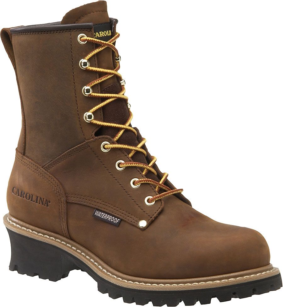 Carolina Shoe Company Men's 8" Waterproof Logger Boot CA8821 - Copper Crazyhorse