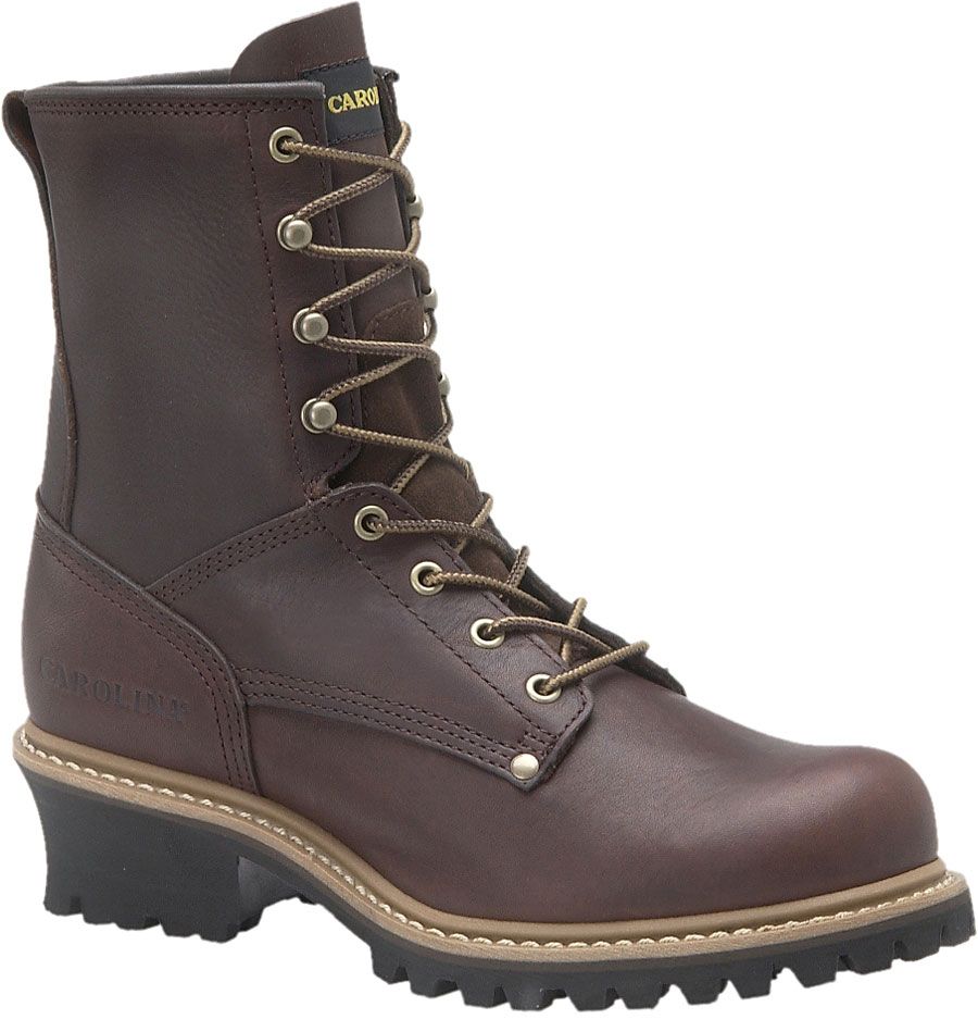 Carolina Shoe Company Men's 8" Plain Steel Toe Logger Boot 1821 - Soggy Brown