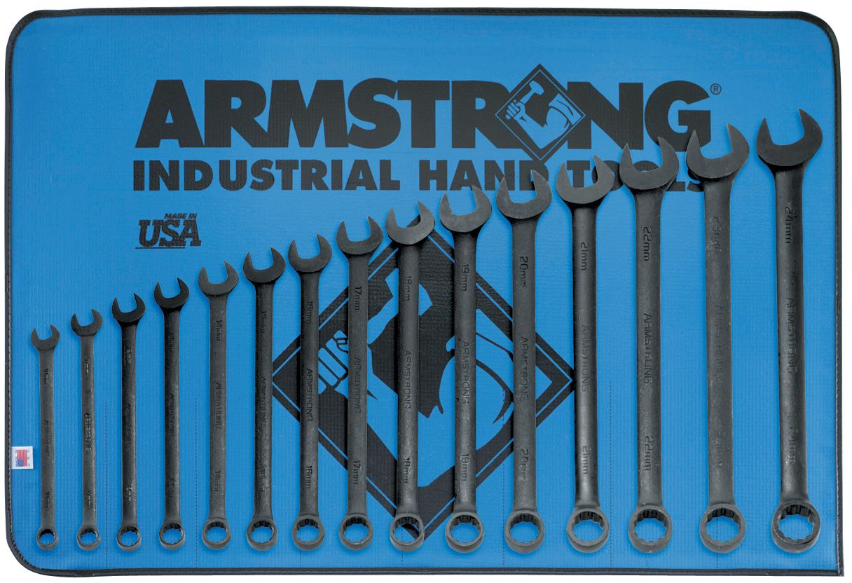 Armstrong 15 pc. 12 pt. Black Oxide Long Combination Wrench Set in Vinyl Roll Pouch at Sears.com
