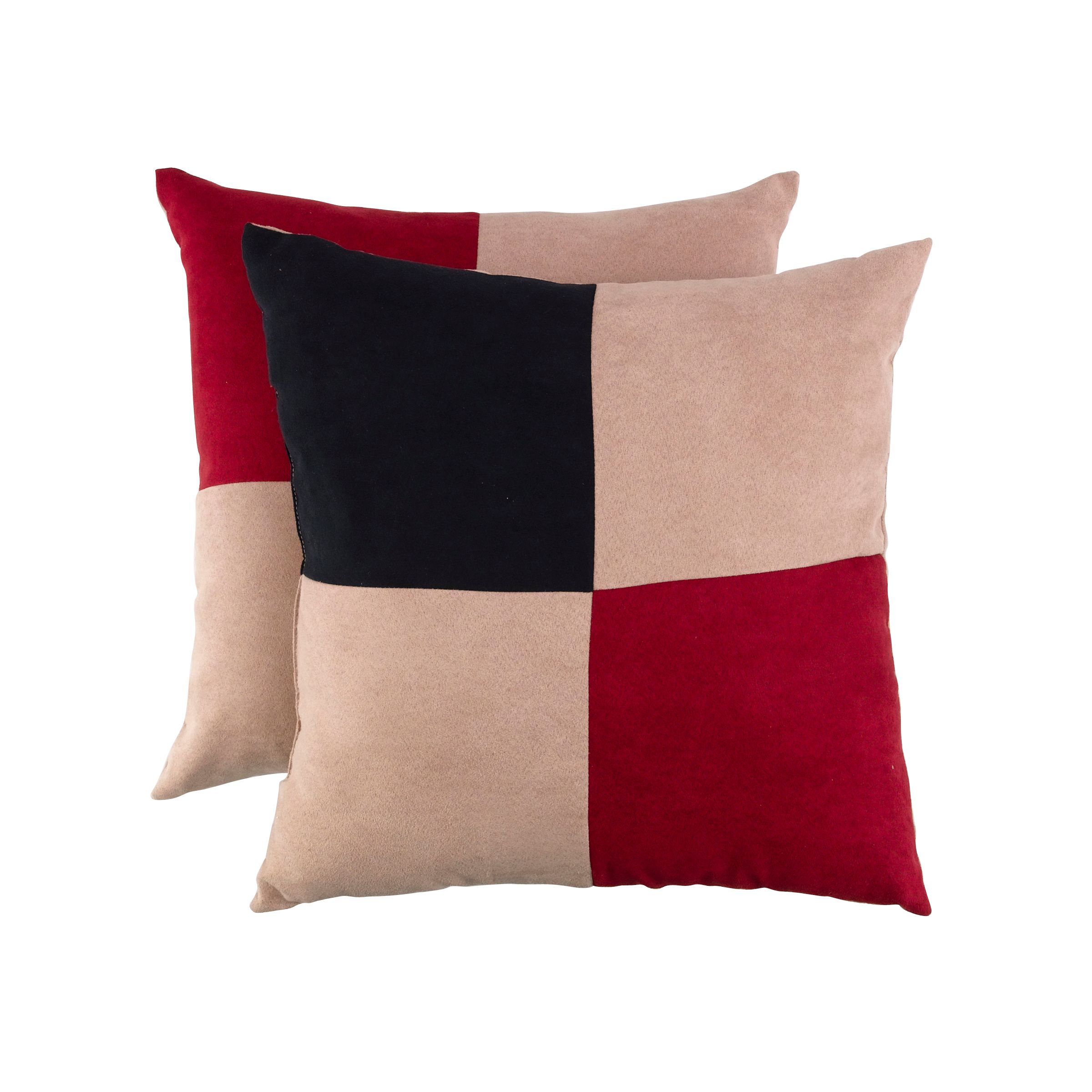 Essential Home Faux Suede 2-pack Decorative Pillows- Multi Patch