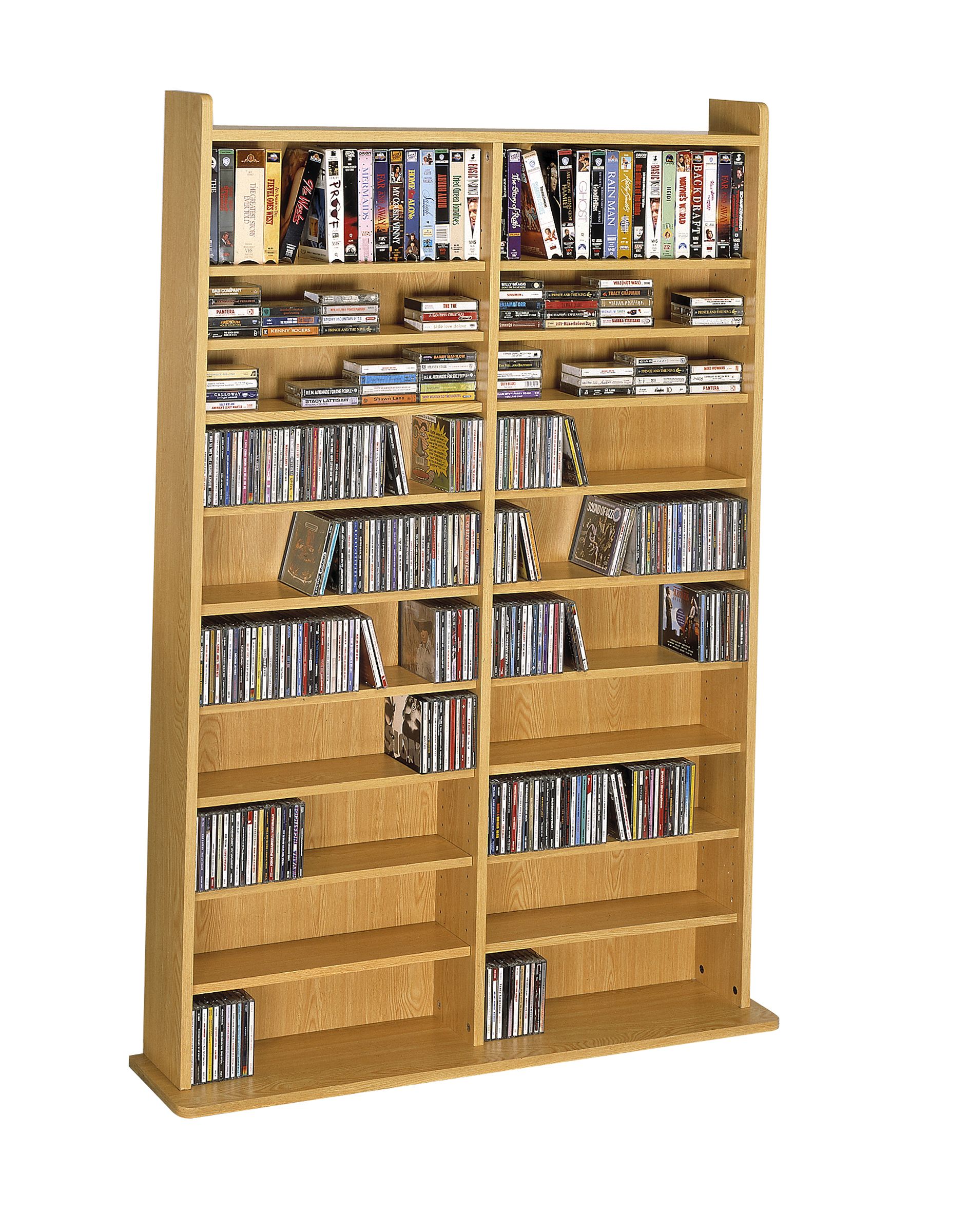 Leslie Dame High Capacity 64"H x 44"W x 9-1/2"D Multimedia Storage Rack - Natural Oak Finish at Kmart.com