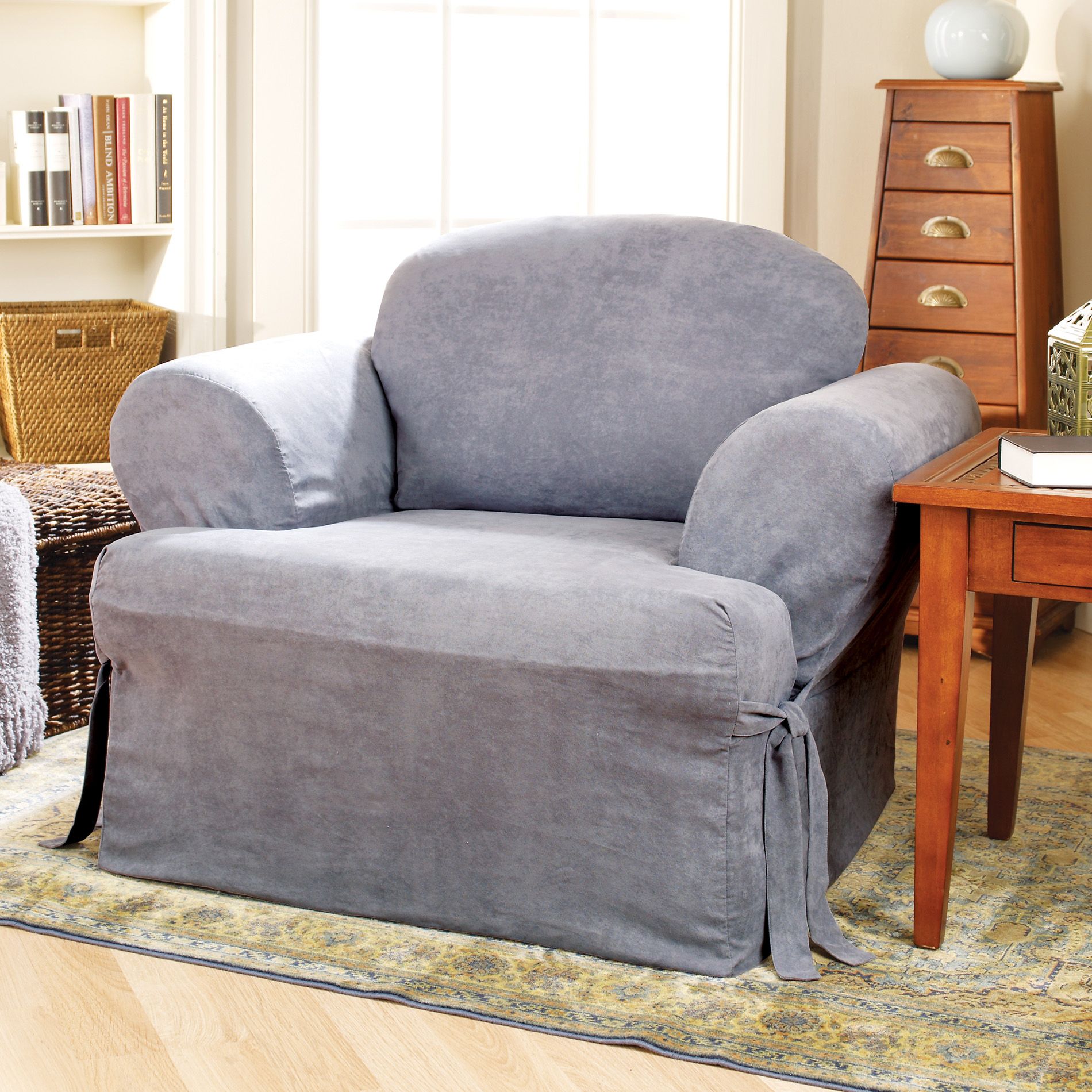 Sure Fit Soft Suede Smoke Blue T-Cushion