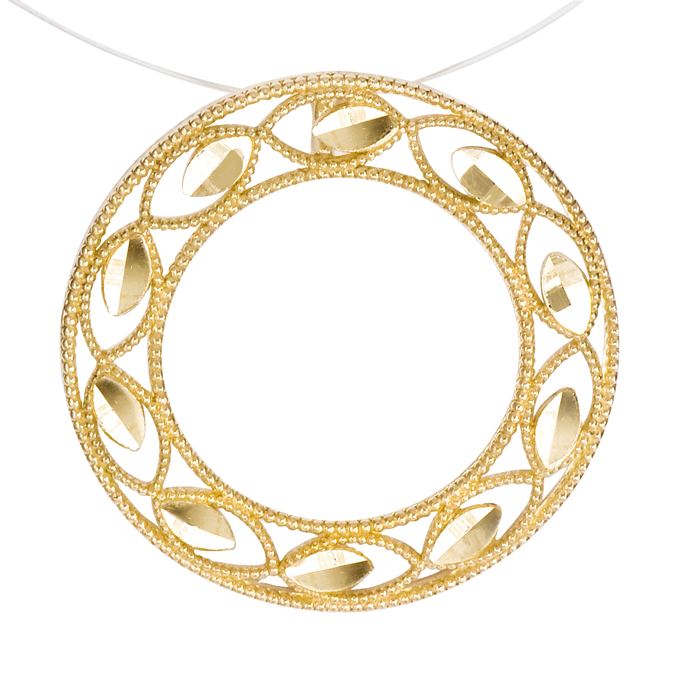 Diamond Cut Circle Charm. 10K White and Yellow Gold at Kmart.com