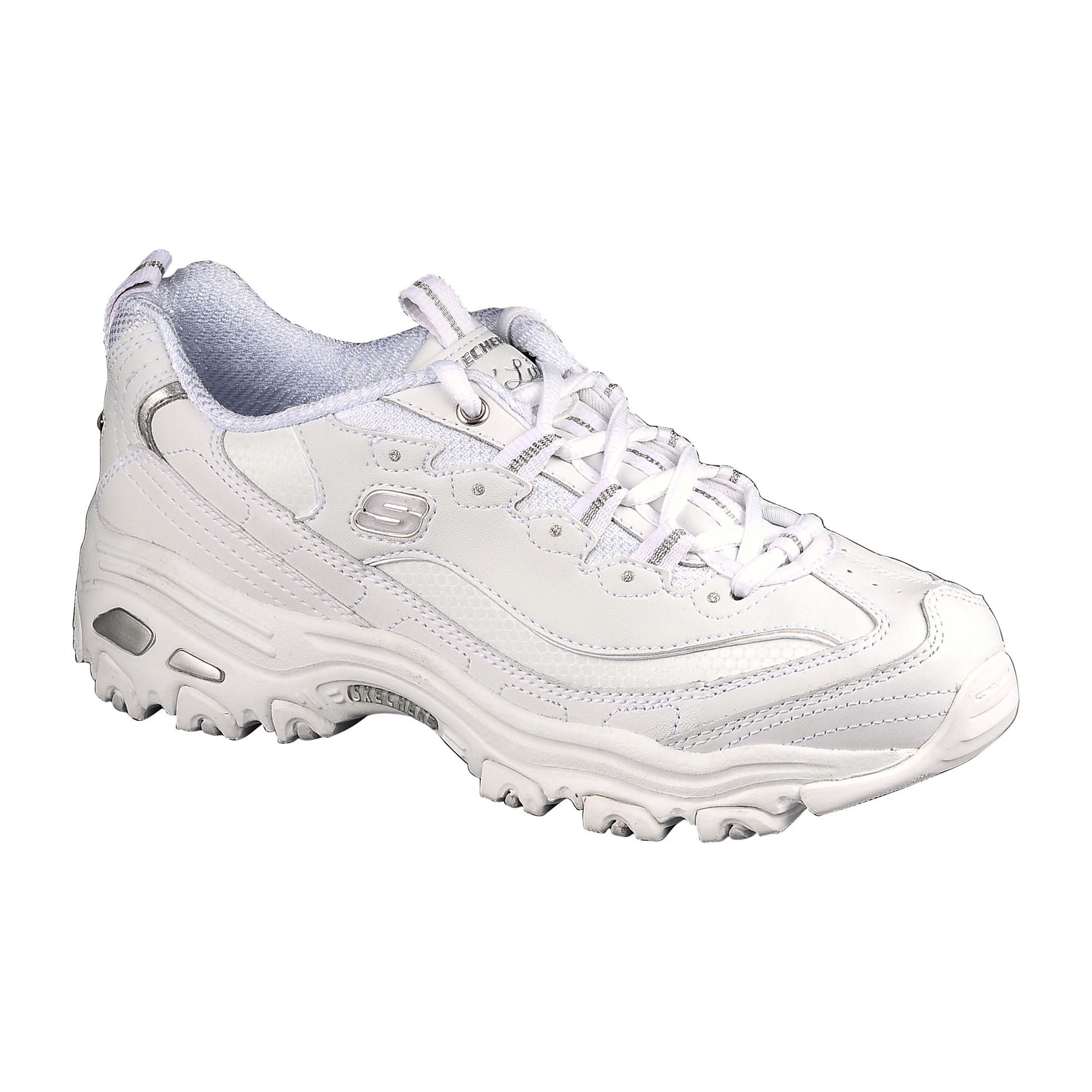 Skechers Women's D'lite Flourish Athletic Shoe - Wide Avail - Silver/White at Sears.com
