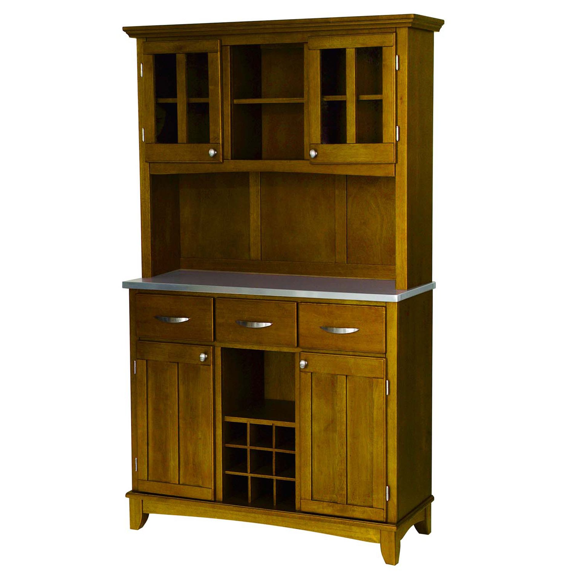 Home Styles Large 35-1/2"H x 41-3/4"W x 16-3/8"D Buffet with Stainless Steel Top & 2 Door Hutch - Cottage Oak Finish at Kmart.com