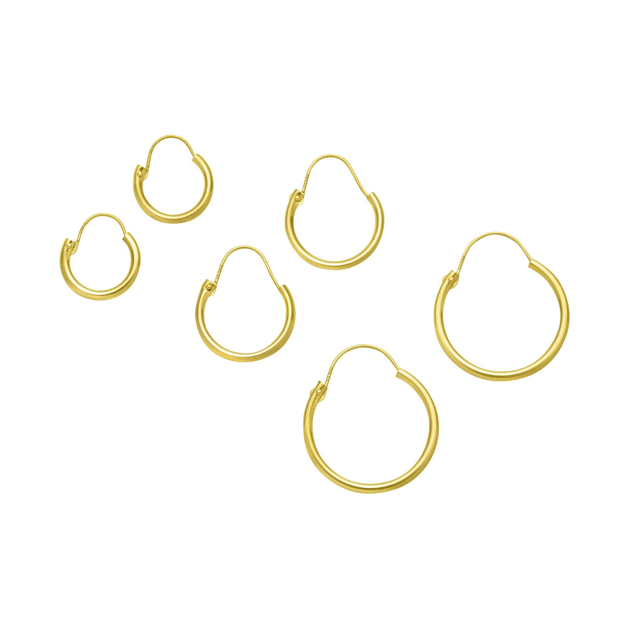 3 Pair Hoop Set-10/1²/16MM 10K Yellow Gold at Kmart.com