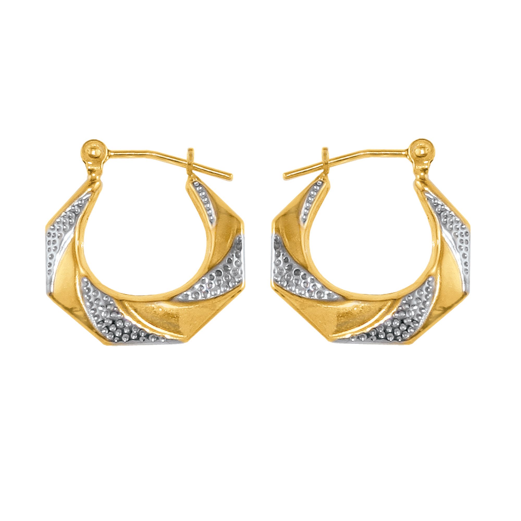 Hexagon Textured Polished Earrings 10K Yellow-white Gold. at Kmart.com