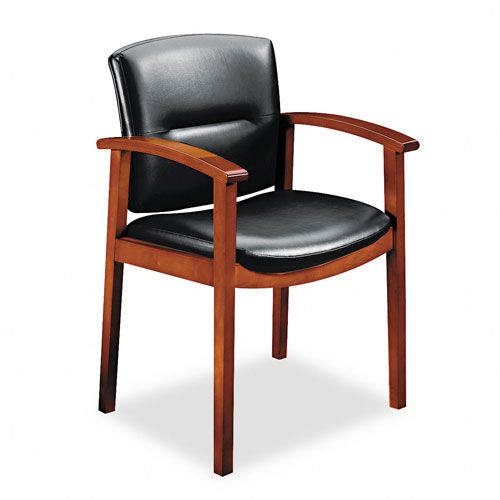 5000 Series Guest Chair, Black Leather/Cherry