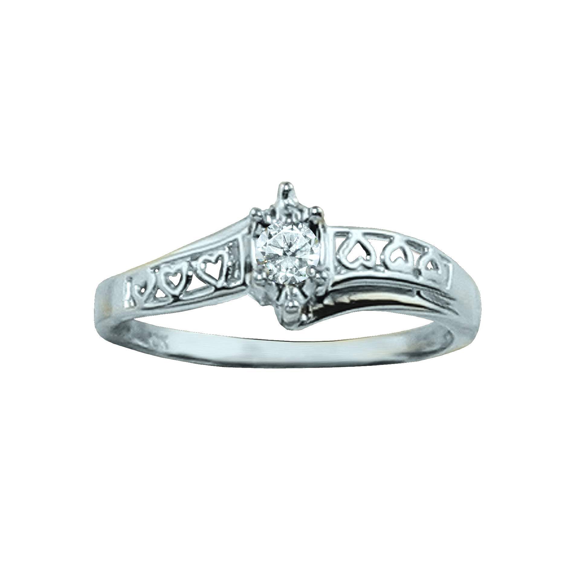 1/20 cttw Diamond Filigree Heart Promise Ring 10K White Gold. at Kmart.com