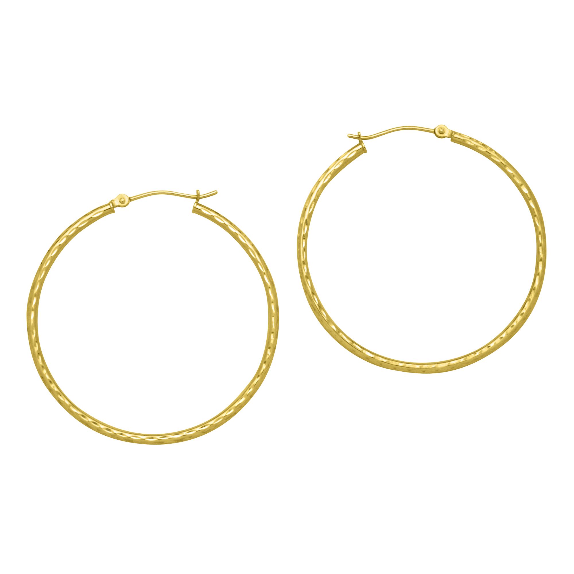 &nbsp; ²X40MM Round Diamond Cut Earrings