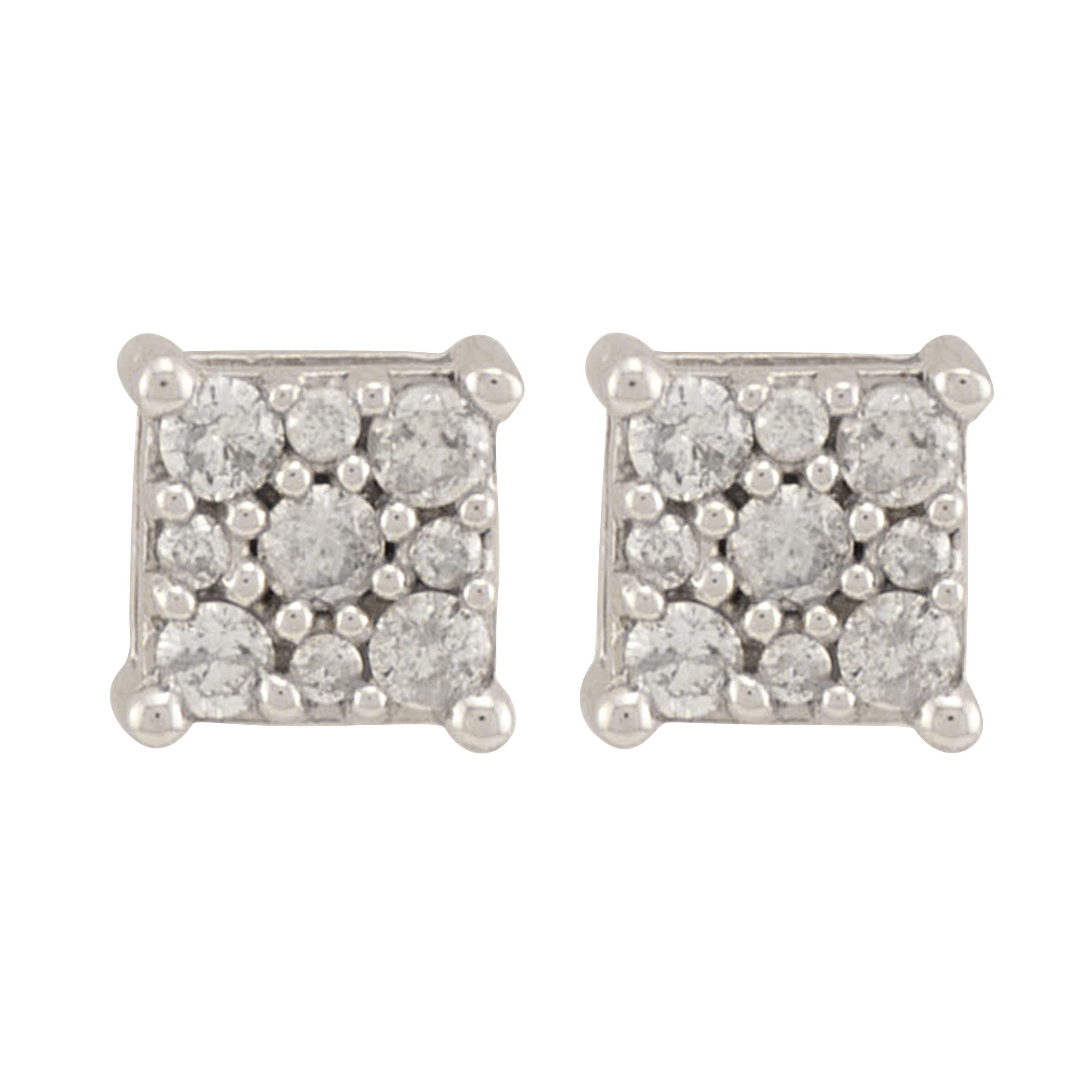 1/2 cttw Diamond Composite Princess Stud Earrings. 14K White Gold at mygofer.com