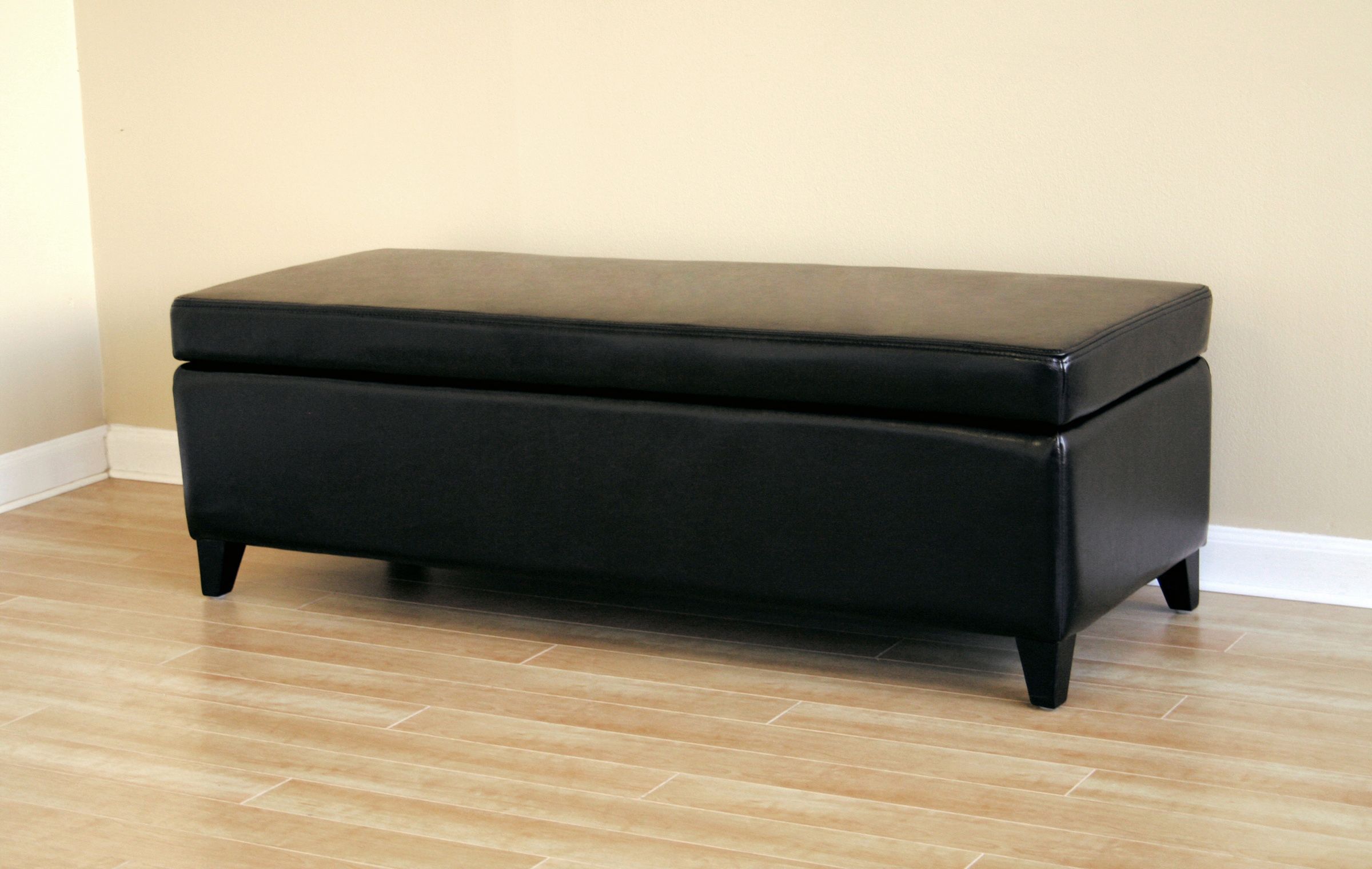 Baxton Carami 17"H x 51"W x 20"D Leather Storage Bench - Black at Kmart.com