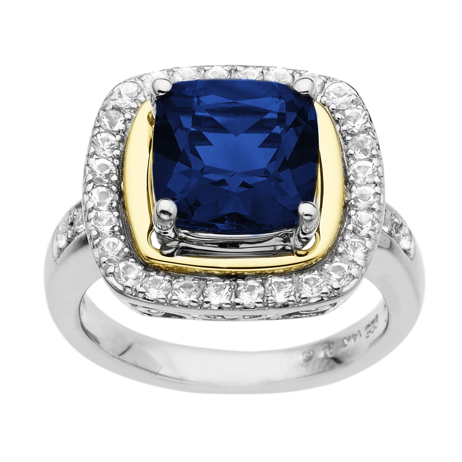 SG Lab Created Sapphire & White Sapphire Ring. 14K Yellow Gold & Sterling Silver at Sears.com
