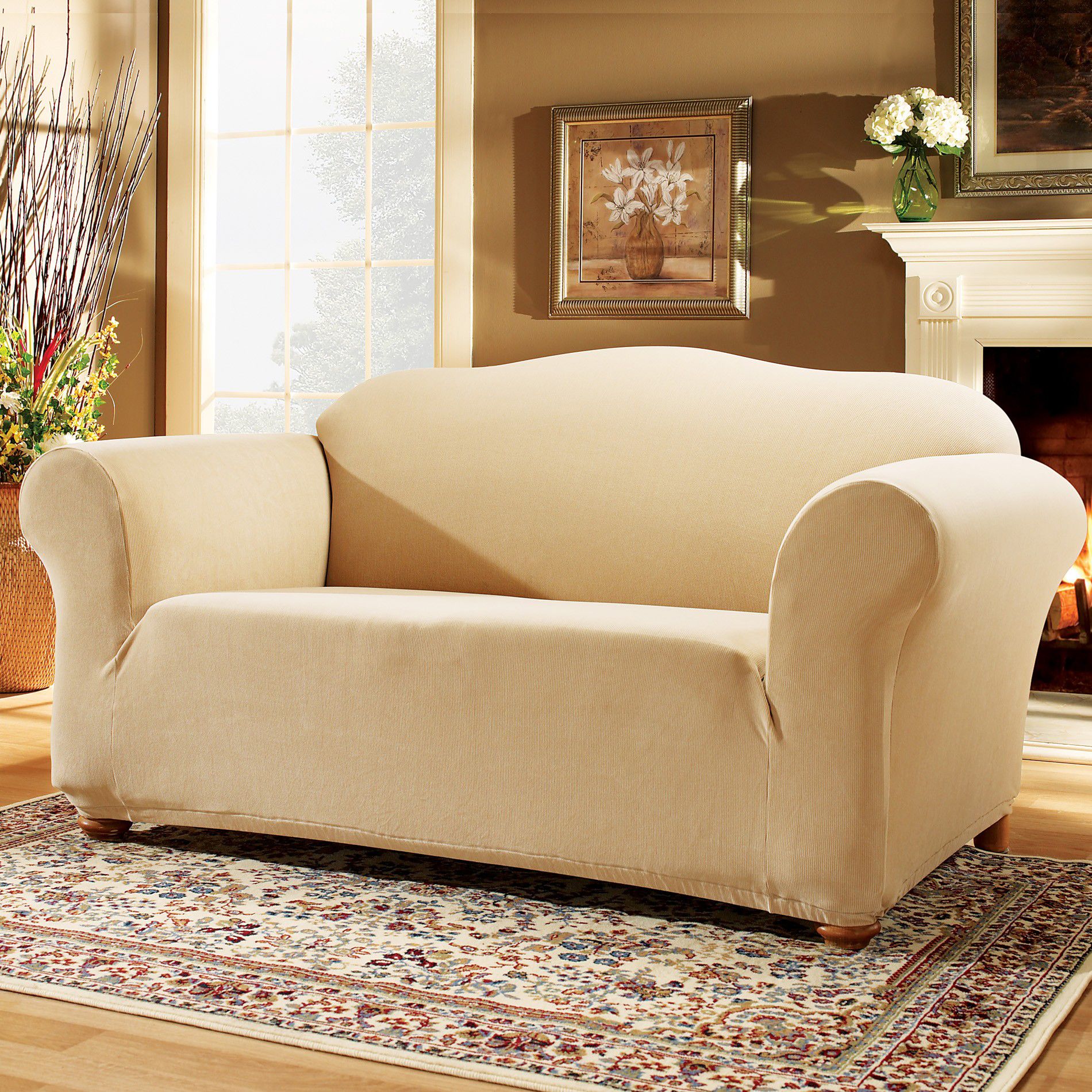 Sofa Slipcovers - Stretch Pearson Flax
