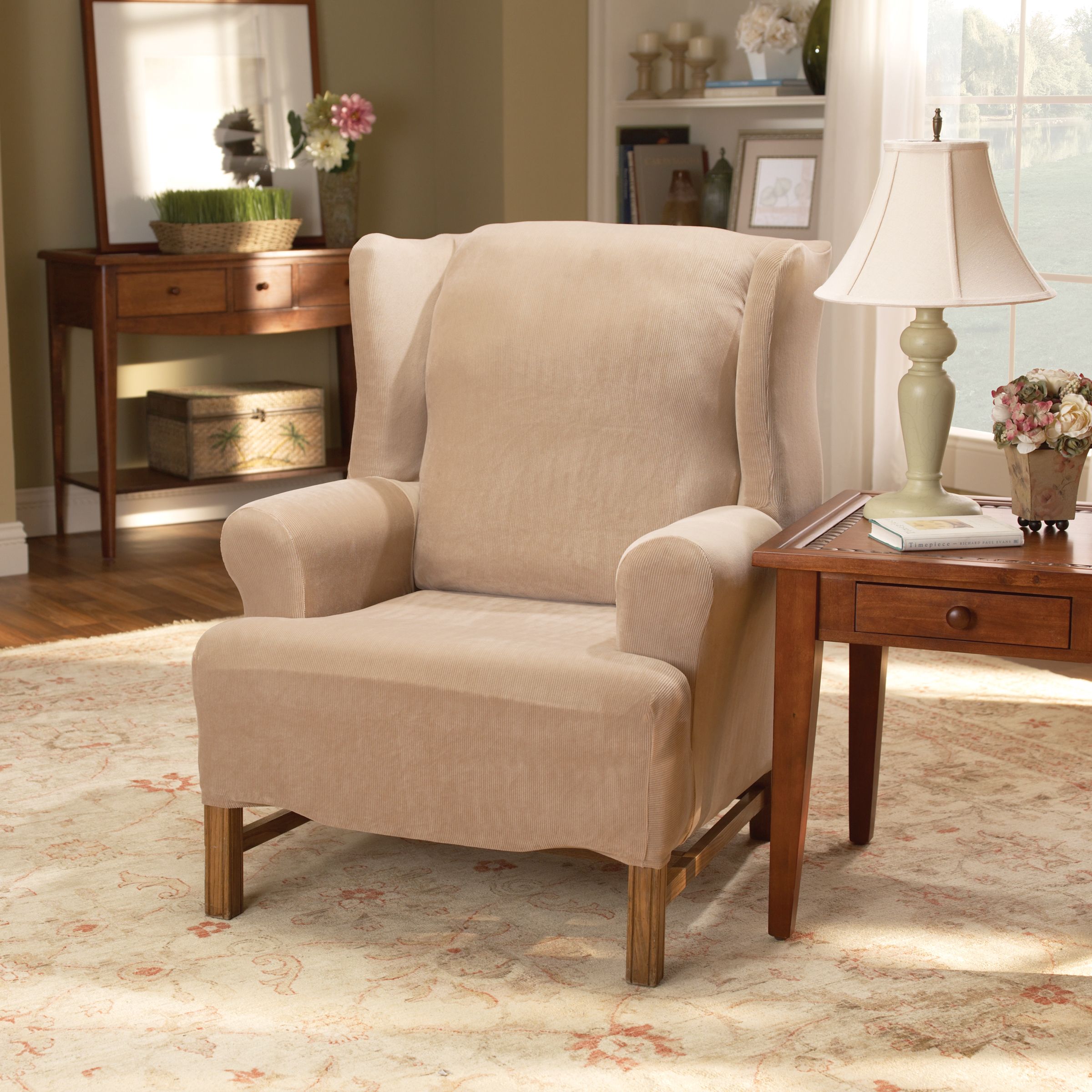 Recliner Slipcovers - Stretch Pearson Flax