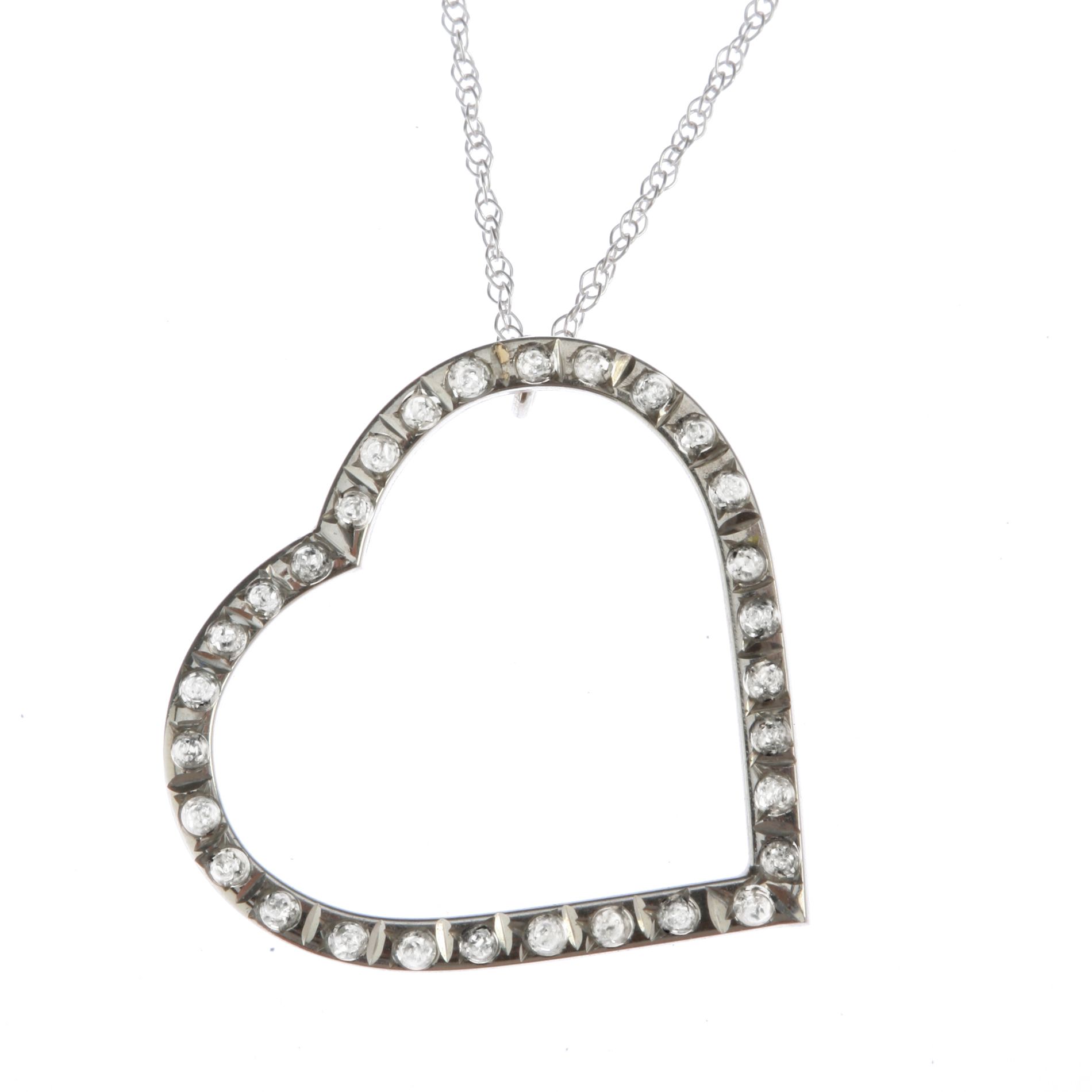 14k White Gold Diamond Accent Open Heart Pendant