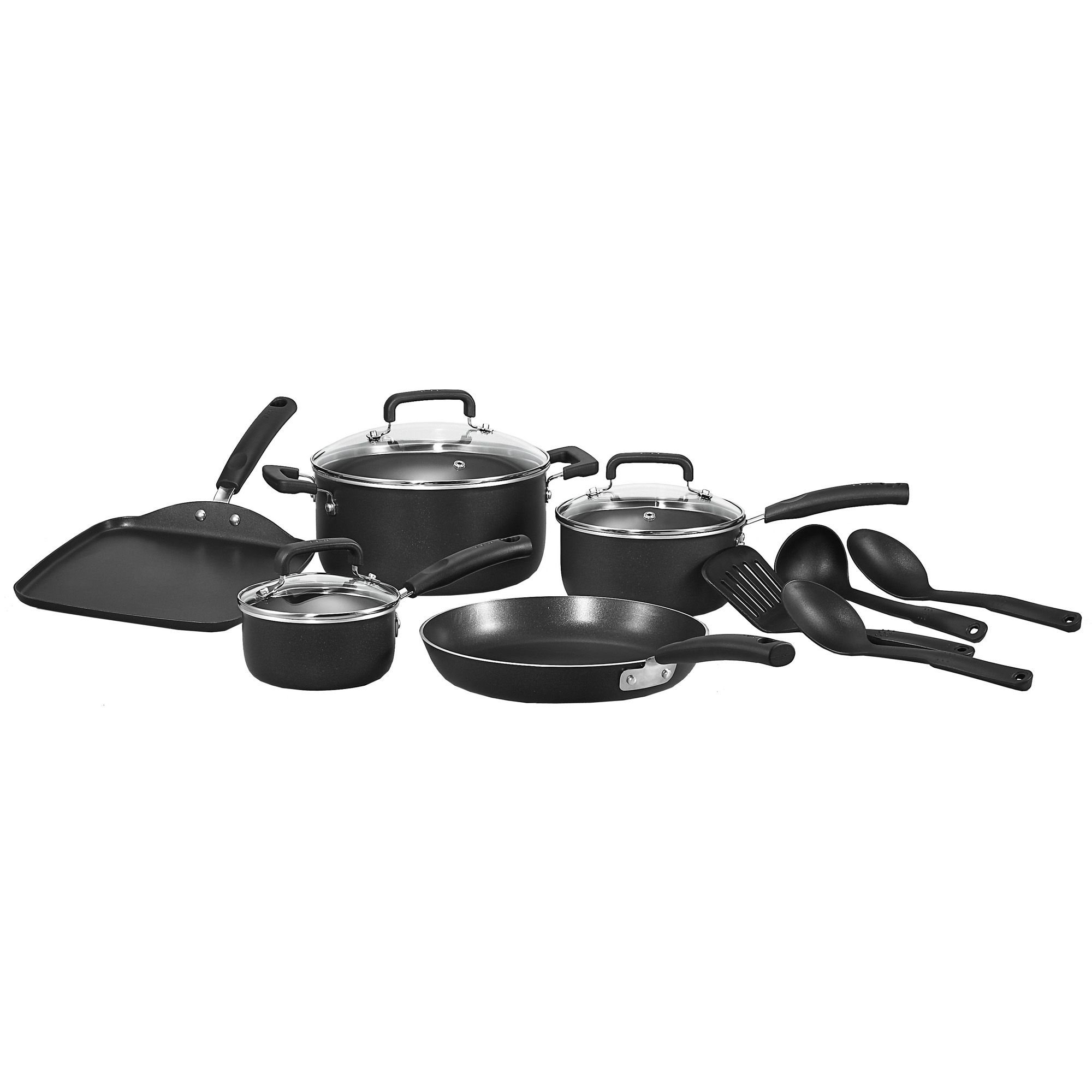 T-fal Signature Total Non-Stick 12-piece Cookware Set - Black