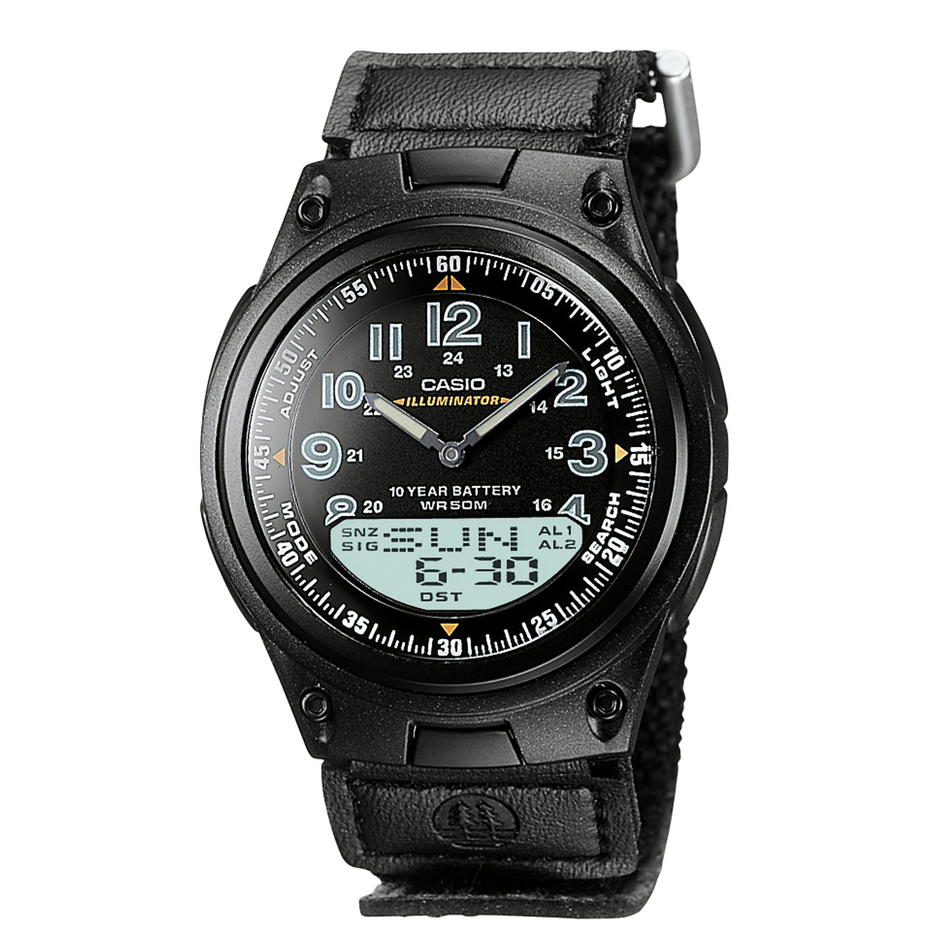Casio Mens Calendar Day/Date Watch with Round Black Dial and Black Fabric Band at Sears.com