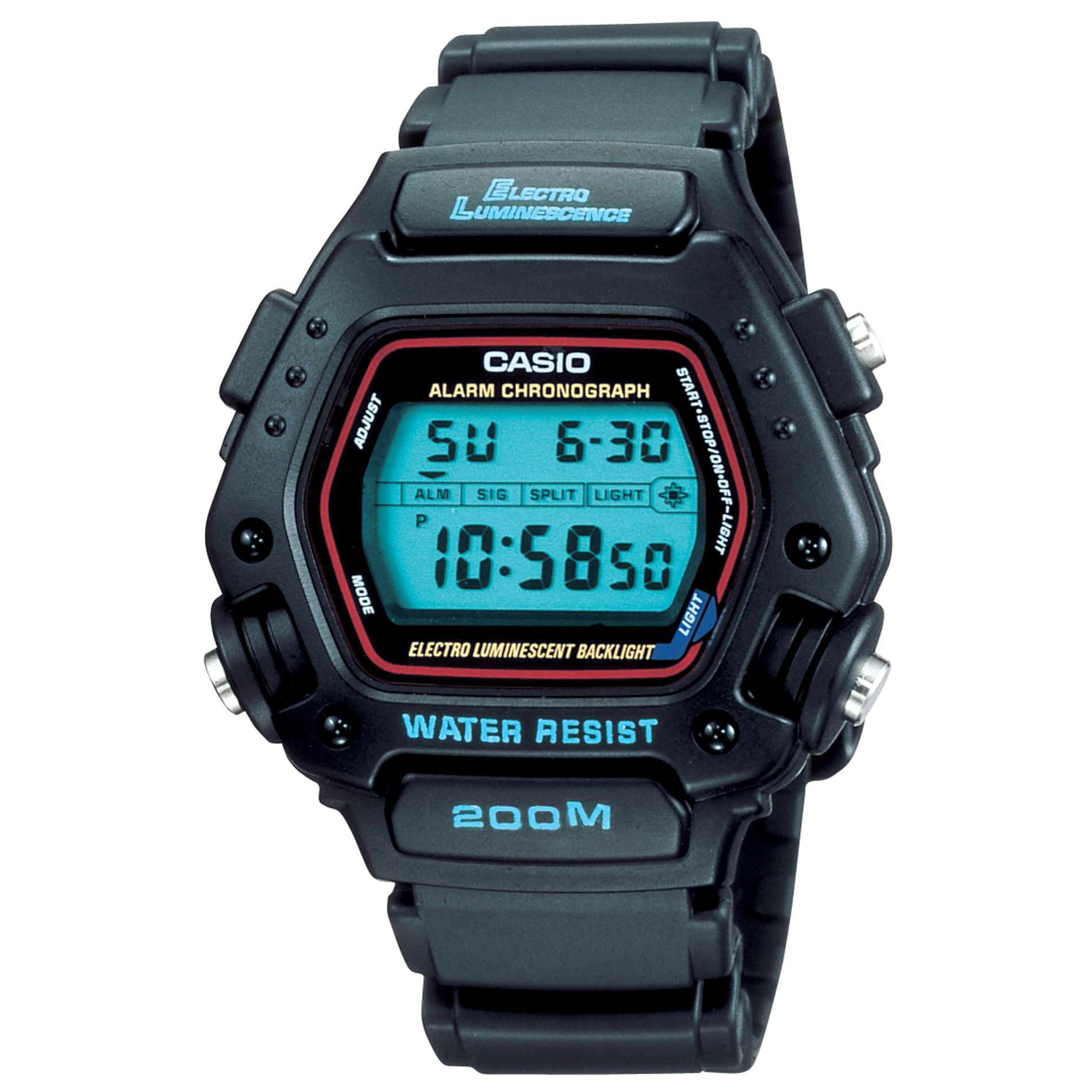 Casio Mens Calendar Day/Date Chronograph Watch with Aqua Dial and Black Resin Band at Sears.com