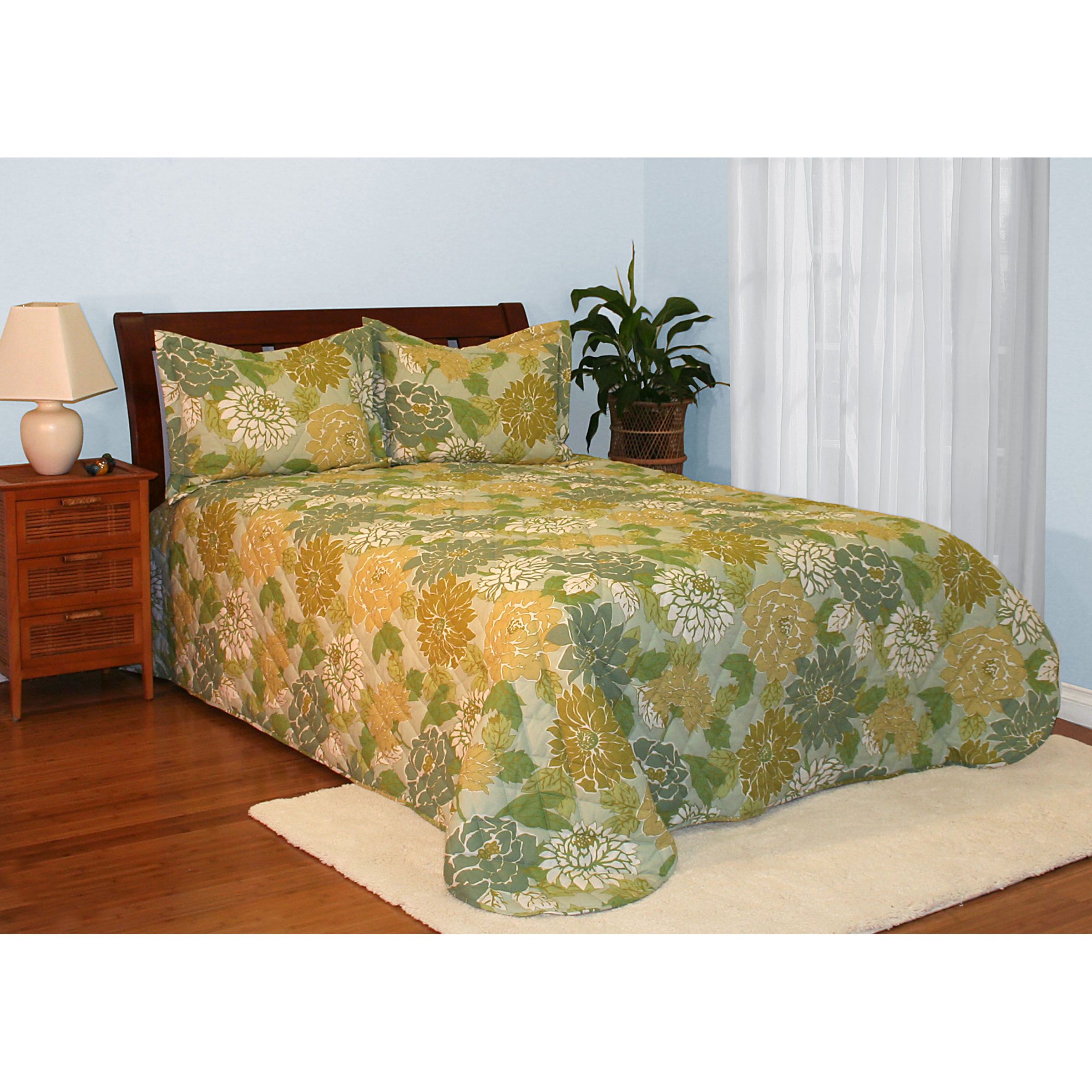 Spring Green Floral Bedspread Mini-Set