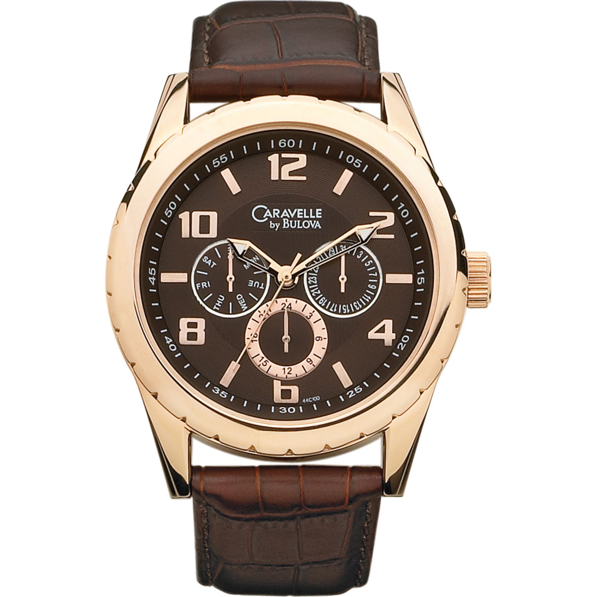 Caravelle Mens Calendar Day/Date w/Round Brown Dial & Croco Leather Band at Sears.com
