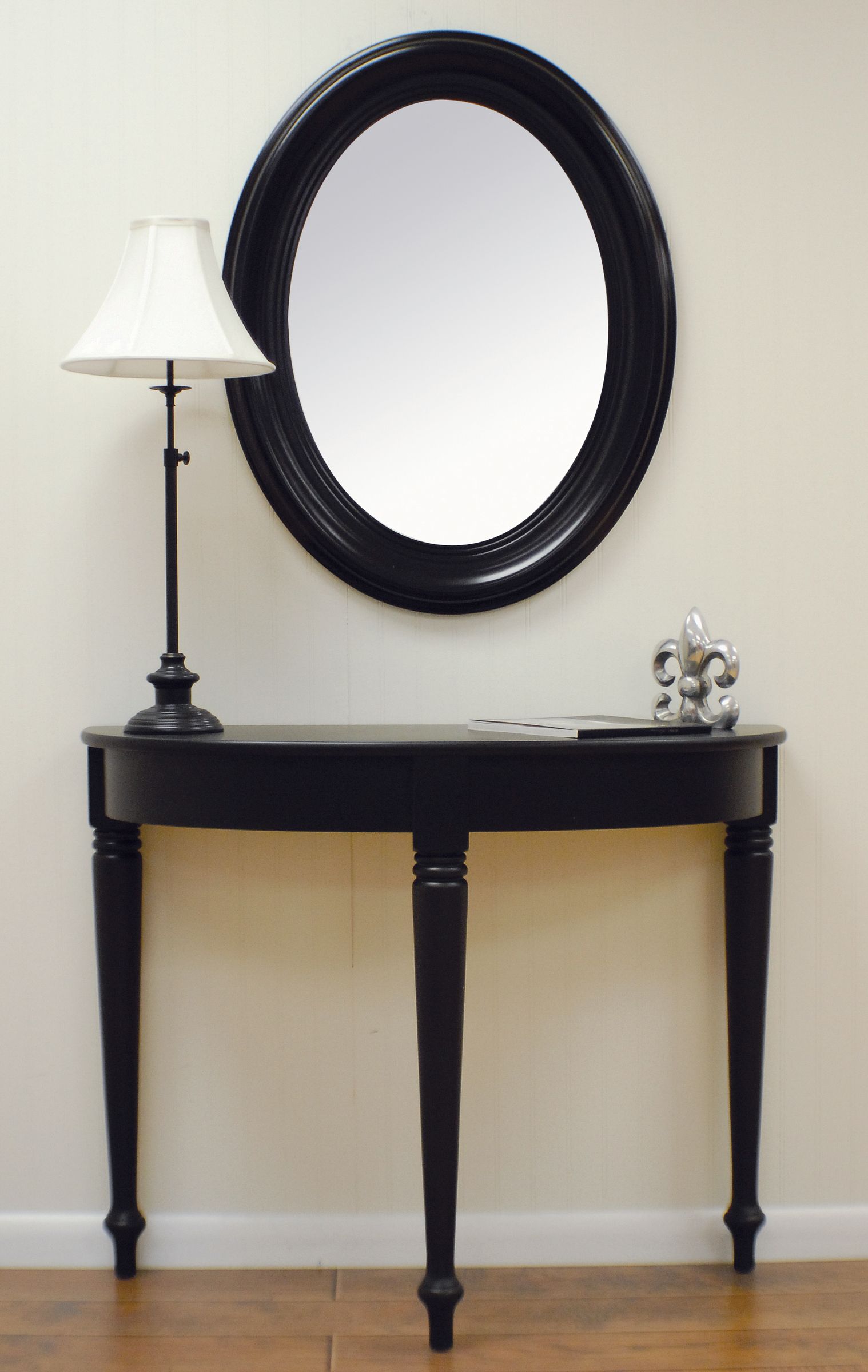 Carolina Cottage Oval Mirror in Antique Black Oval Bathroom Mirrors