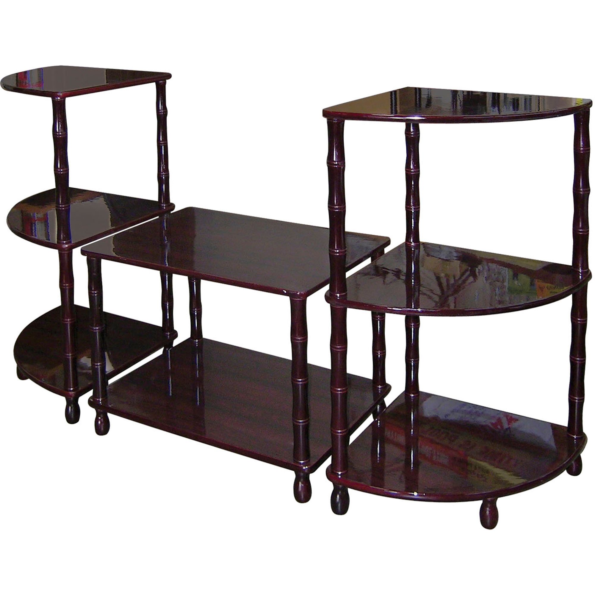 ORE International 3-Tier Accent Table Set - Cherry