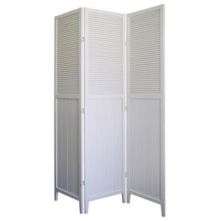 Ore Rubberwood Shutter Door 3-Panel Room Divider - White ...