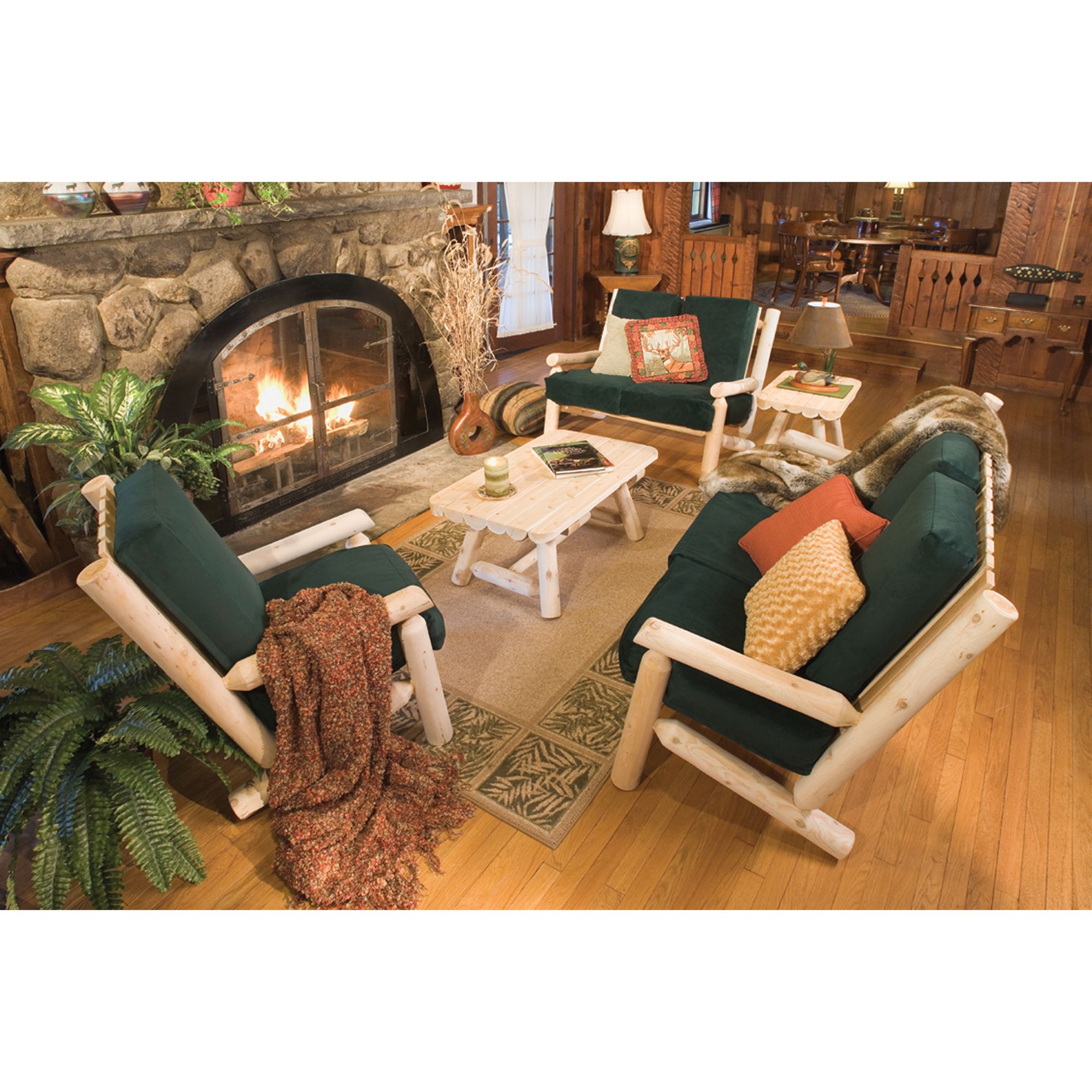 Cedar Looks 36"H Log Loveseat - White Cedar with Burgundy Cushions at Sears.com