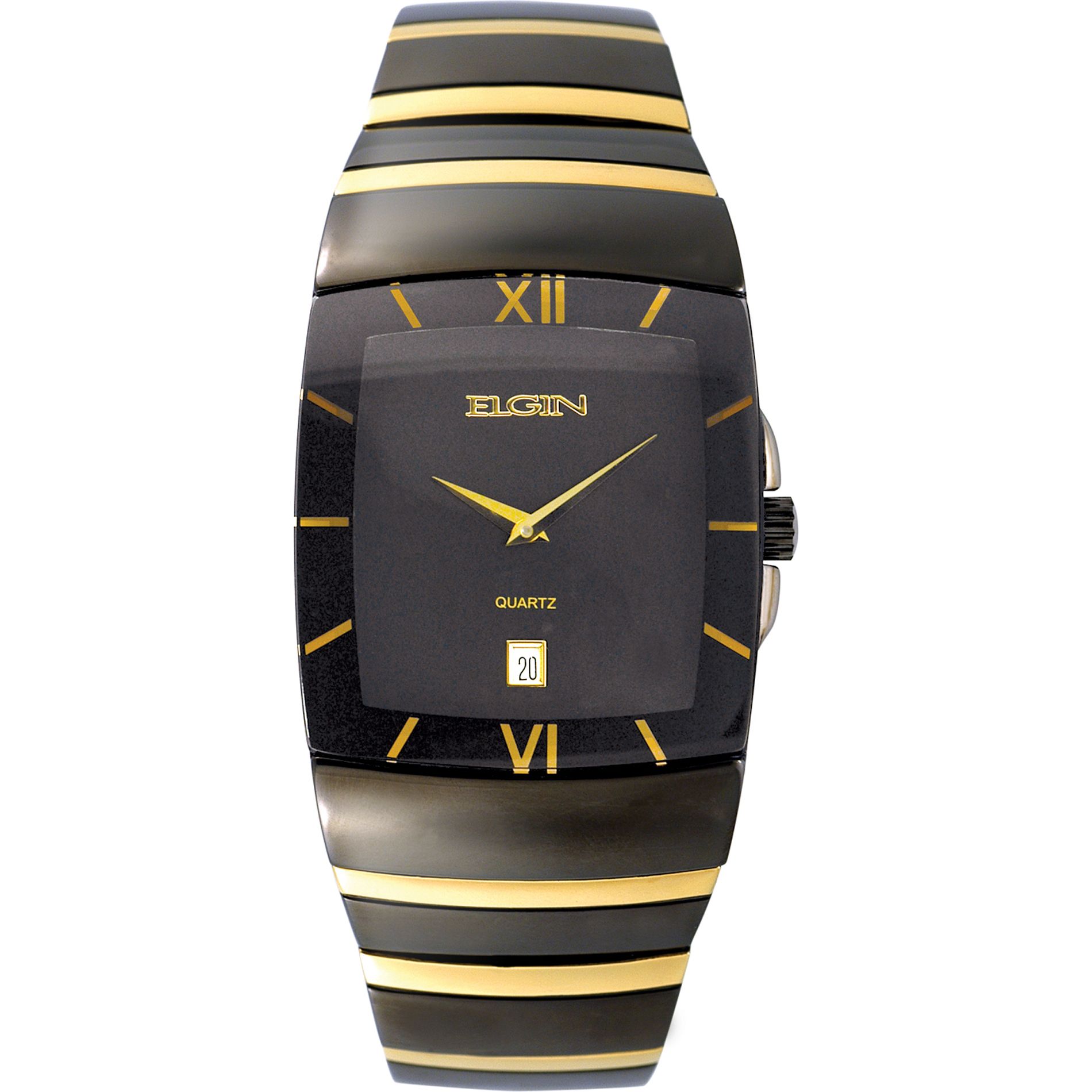 Upc 049353647517 Mens Calendar Date Watch With Square Black Dial And Black Gold Accent Link Band Upcitemdb Com