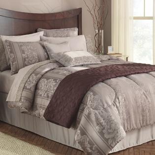 Jaclyn Smith Taupe Roses Comforter Set