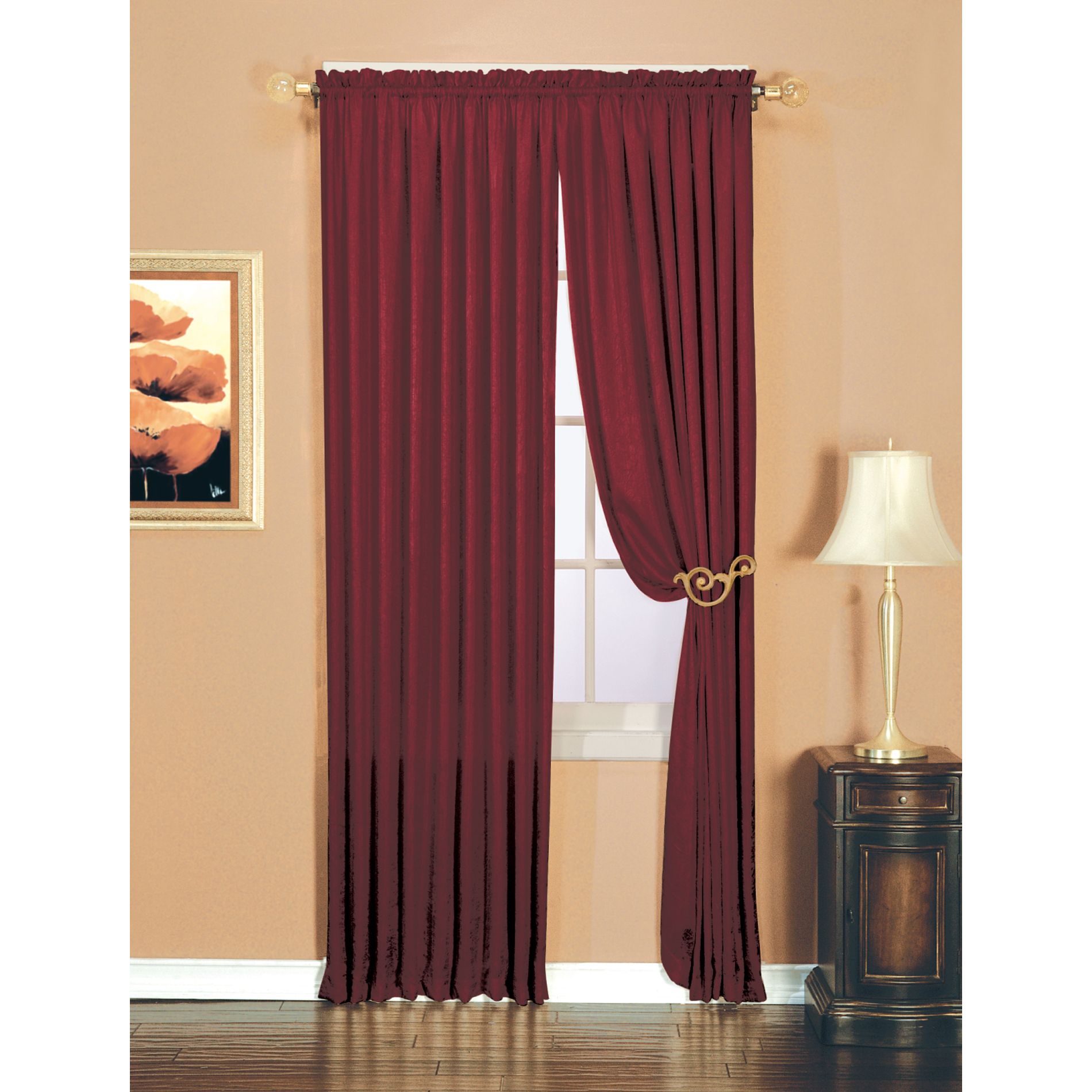Essential Home Luxury Crushed Faux Silk Window Panel Burgundy at Kmart.com