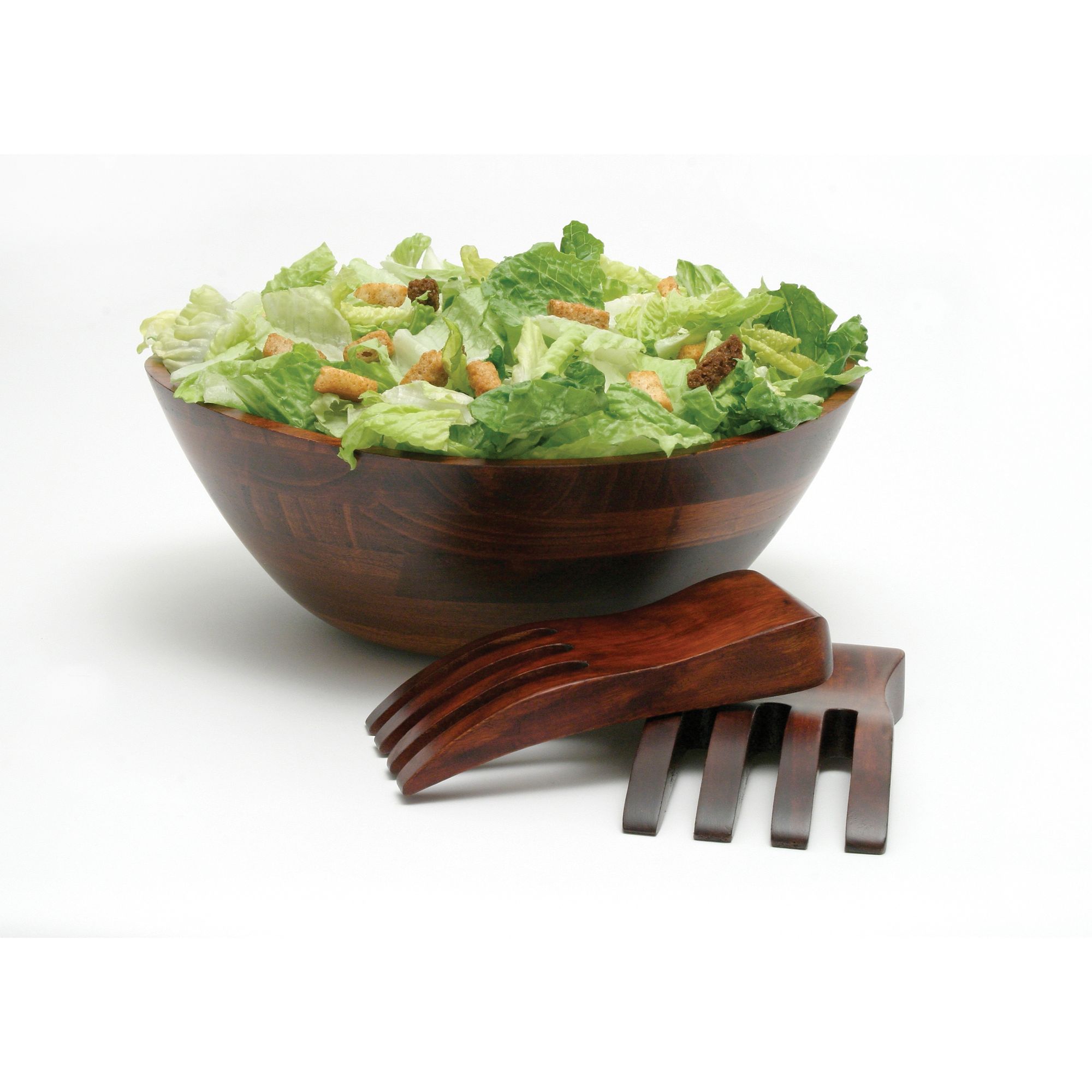 Lipper International Cherry Large Wavy Rim Bowl with Salad Hands