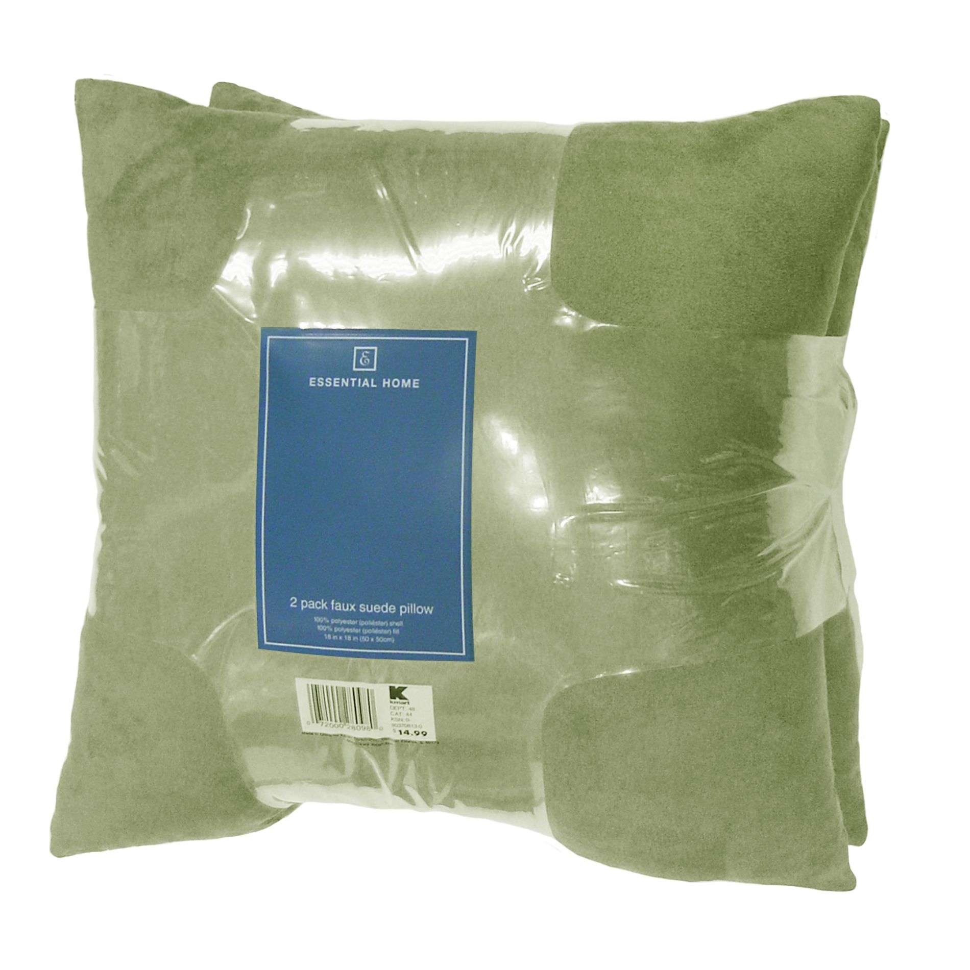 Essential Home 2-Pack Faux Suede Decorative Pillow Sage 18x18