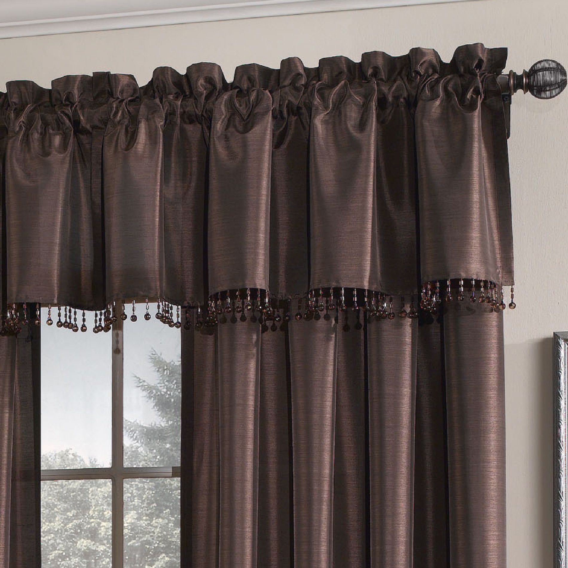 Jaclyn Smith Chocolate Faux Silk Valance at Kmart.com