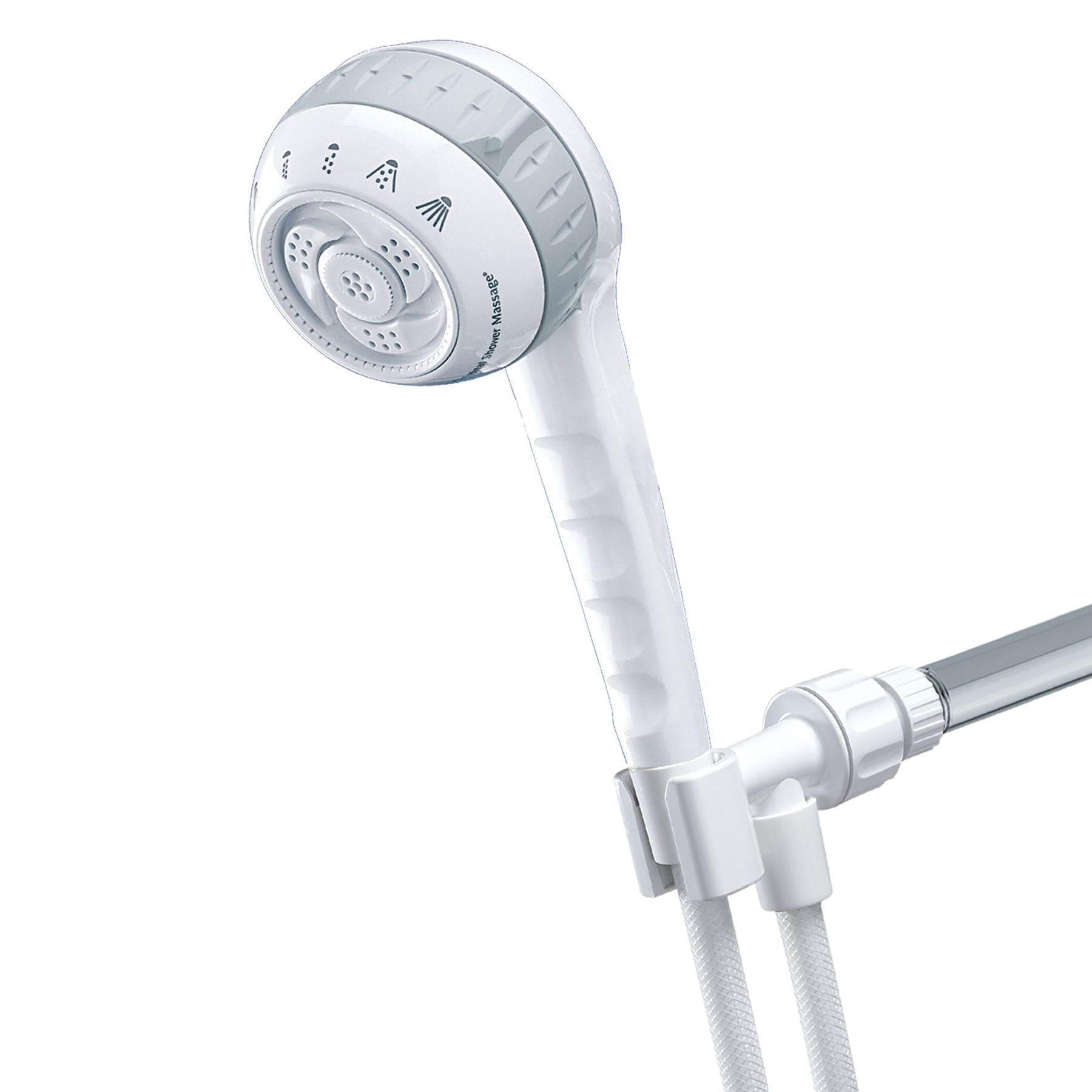Waterpik Original White 6 Mode Shower Massage Showerhead Fix Mount