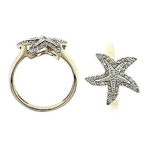 PRICE DROP! 10k Yellow Gold Starfish with Diamond Accents Ring