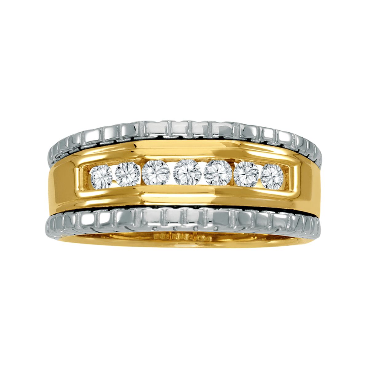 3/8 ct. t.w.* Round Diamond Mens Wedding Ring in 10k Two-tone Gold