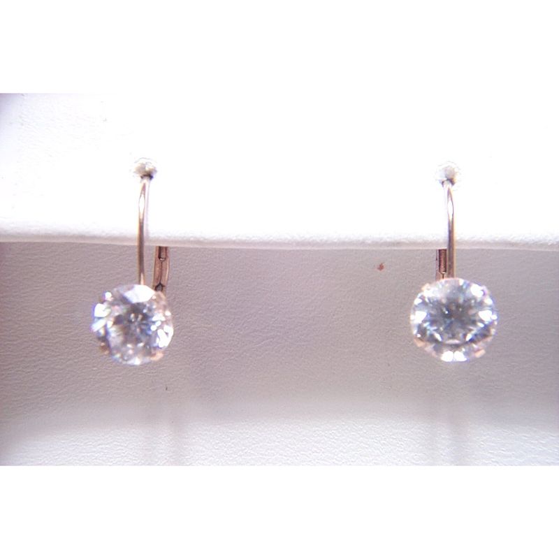 10kt Cubic Zirconia Round Leverback Earring