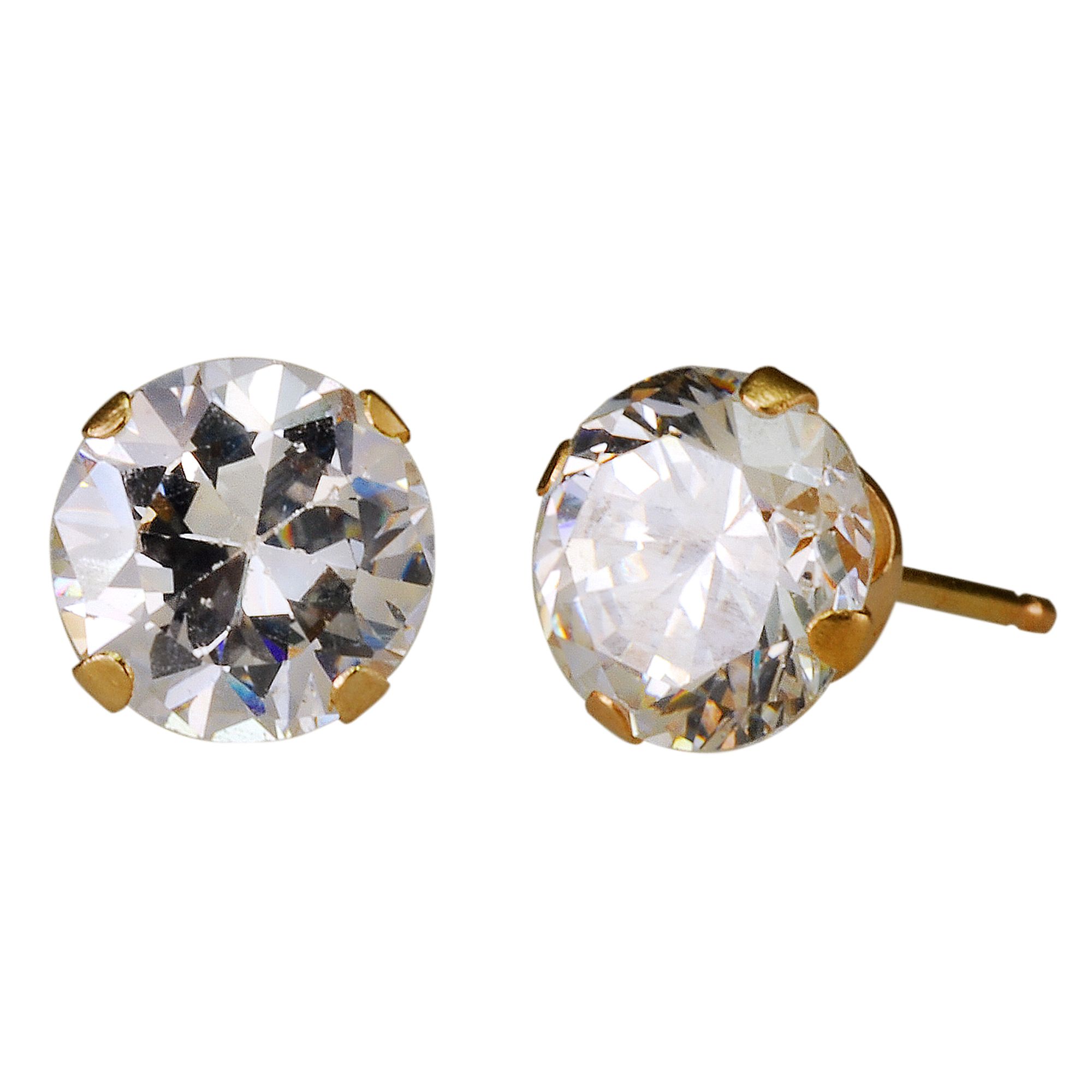 Cubic Zirconia 5MM Round Stud Earrings in 10k Yellow Gold at Sears.com