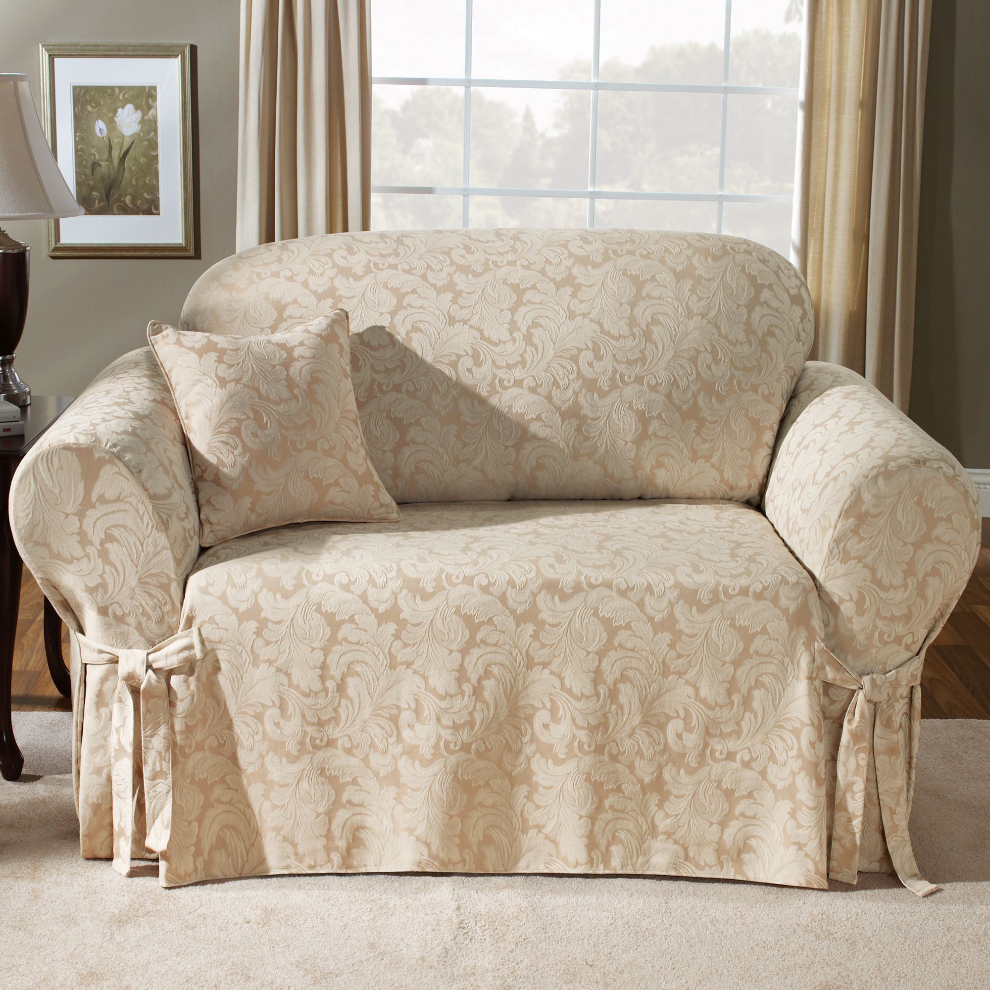 Sure Fit Scroll Champagne Loveseat Slipcover at Sears.com