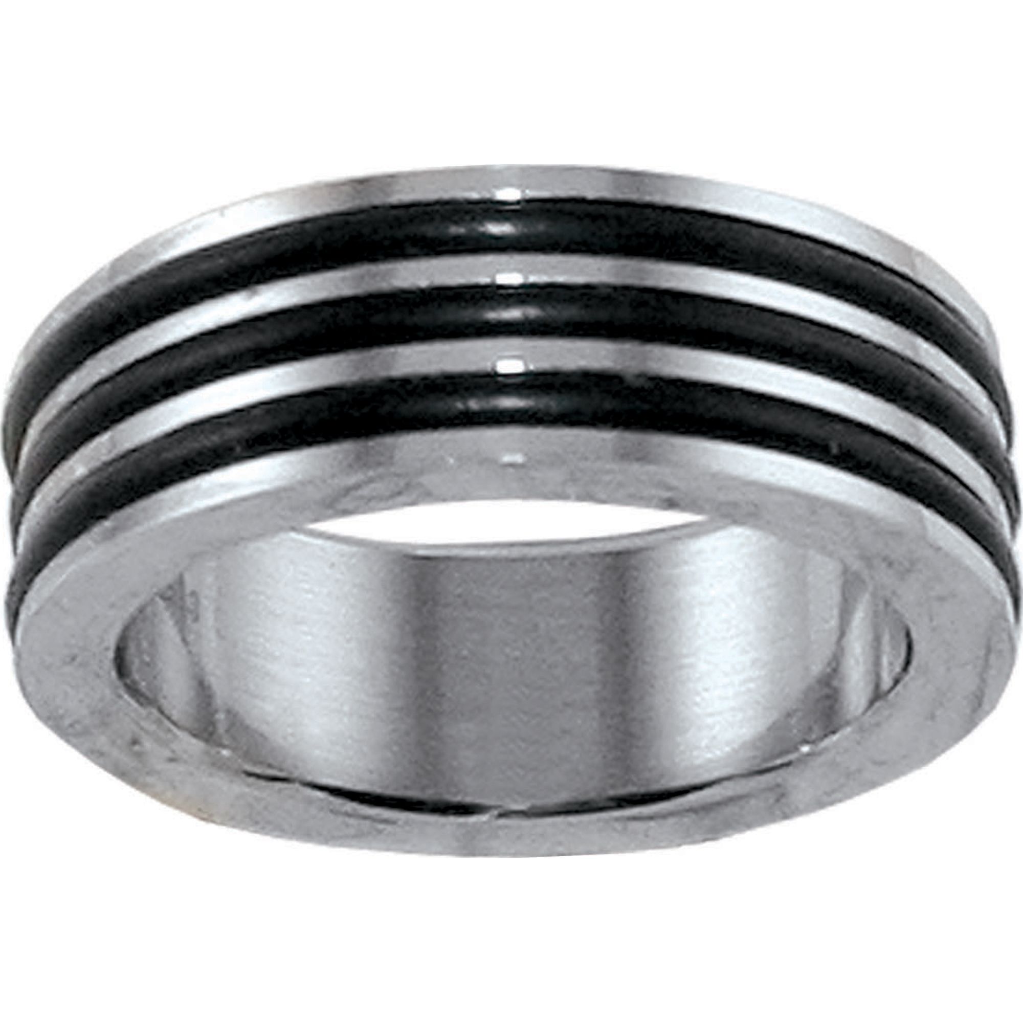 Mens Stainless Steel and Rubber Ring