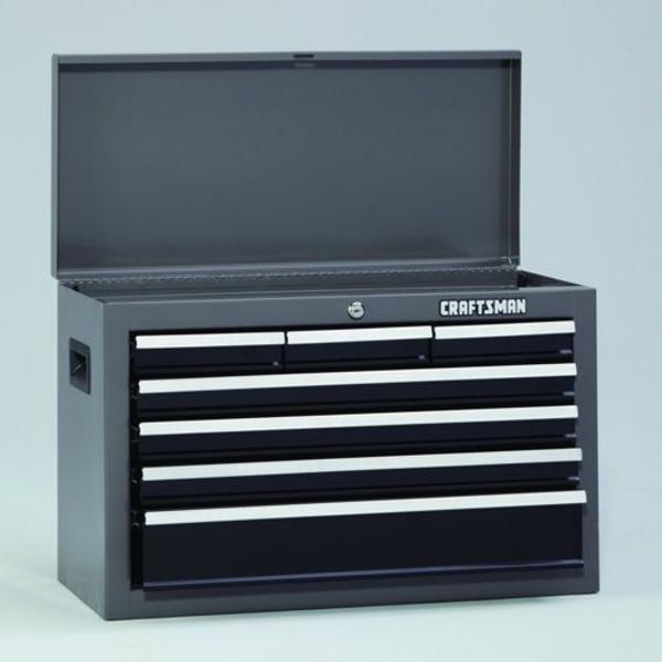 Craftsman 12731 26 Wide 7 Drawer Basic Top Chest Platinum Black