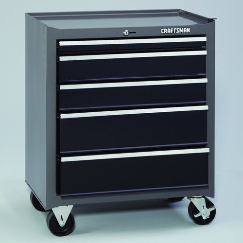 Craftsman 26 Wide 5-Drawer Basic Bottom Chest - Platinum/Black