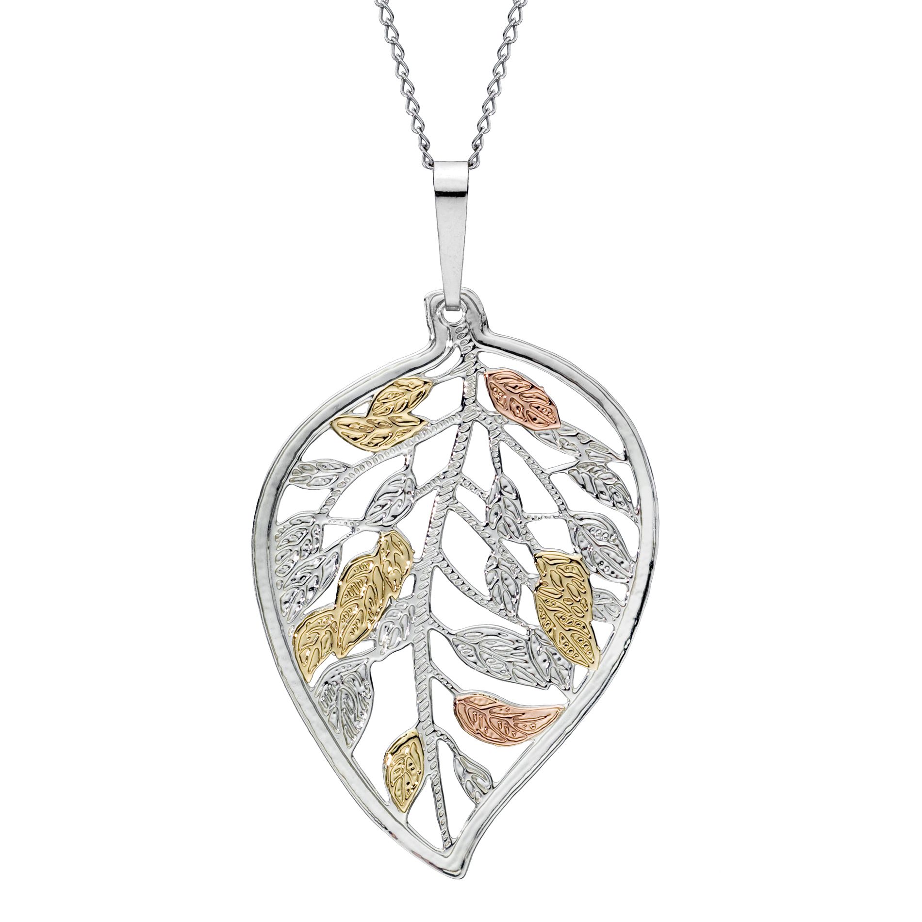 Jewelry For Trees 14K Gold and Sterling Silver Tri Color Leaf Pendant at Kmart.com