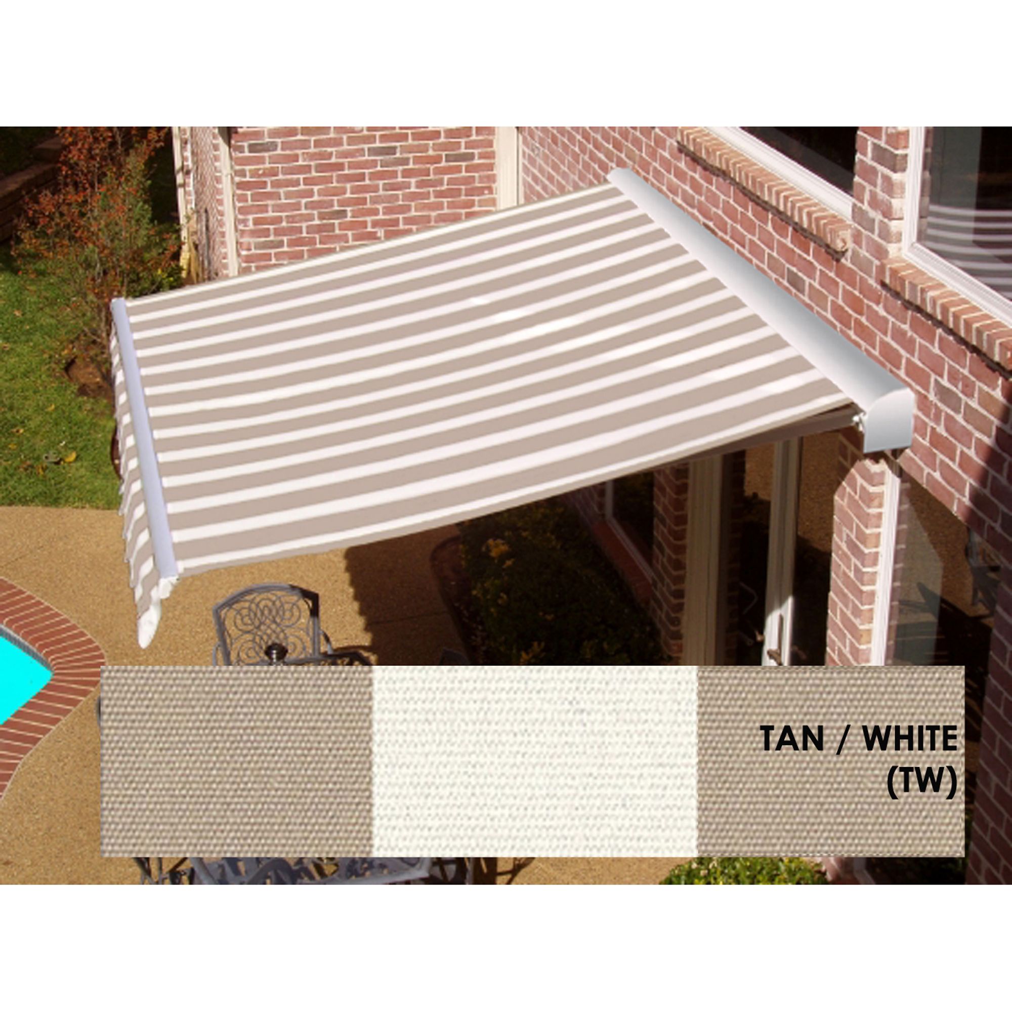 DESTIN&#174; LX Manual Retractable Awning  with Hood - Tan/White