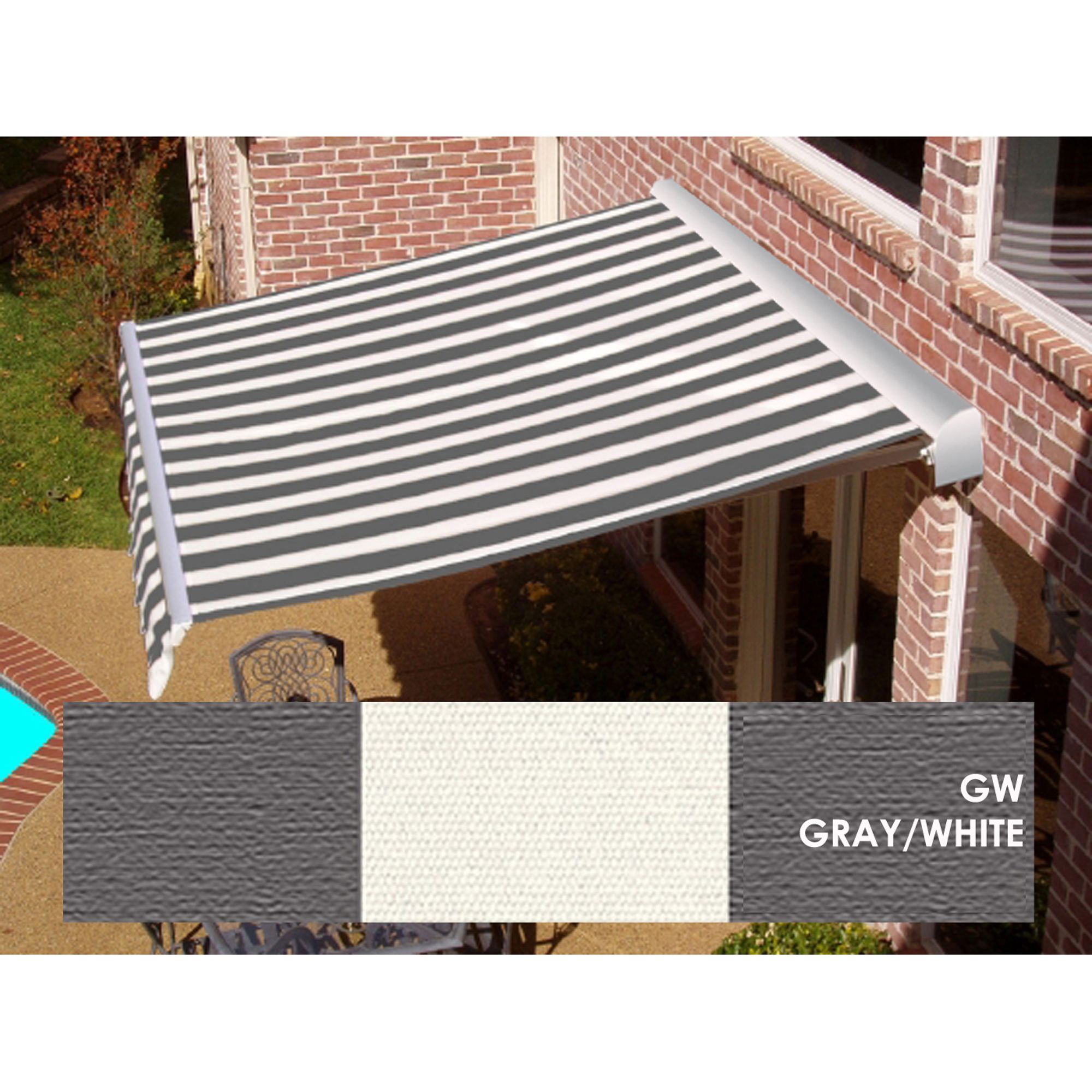 DESTIN&#174; LX Motorized Retractable Awning  with Hood - Gray/White
