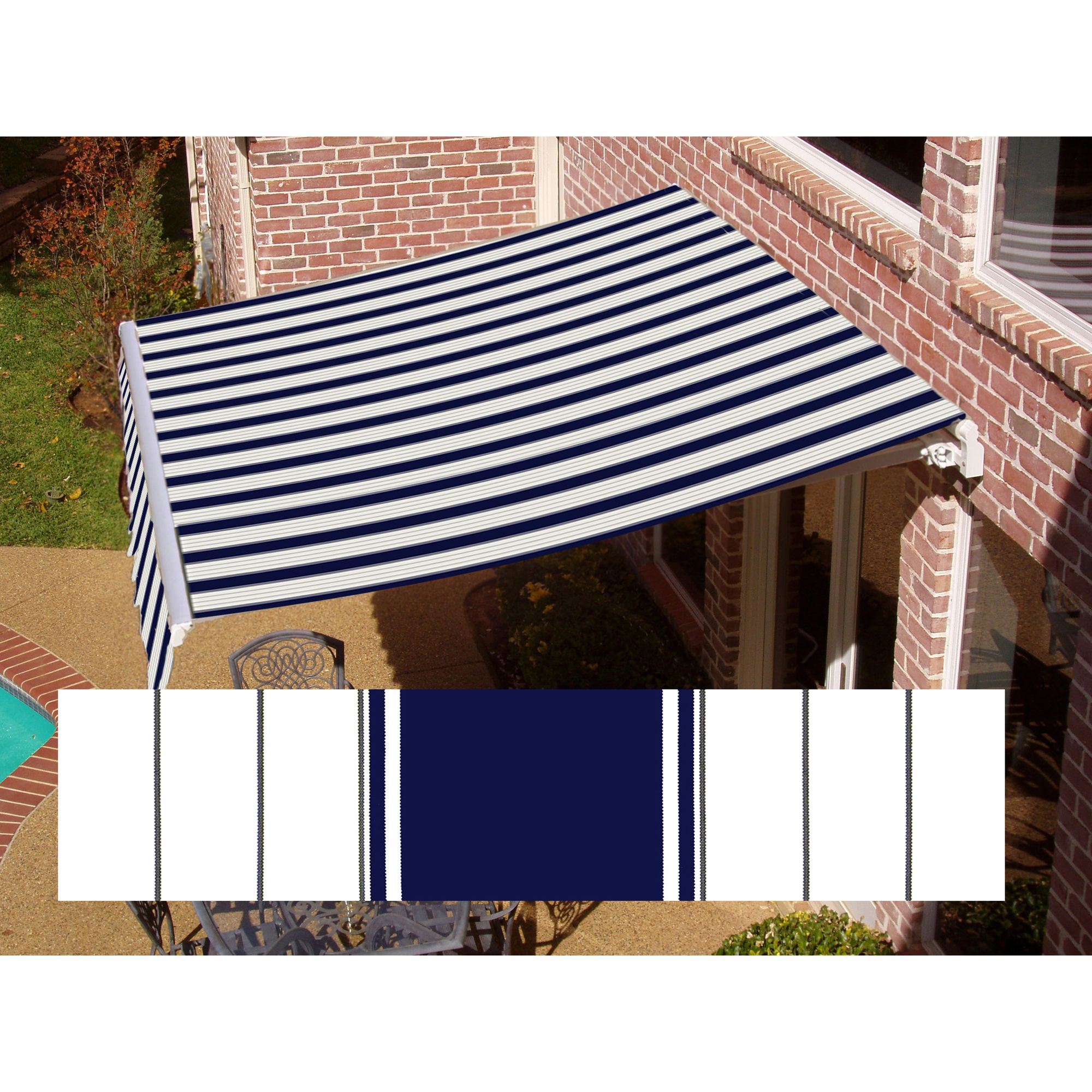 BeautyMark® MAUI® LX Manual Retractable Awning Navy/White Shop Your Way Online Shopping