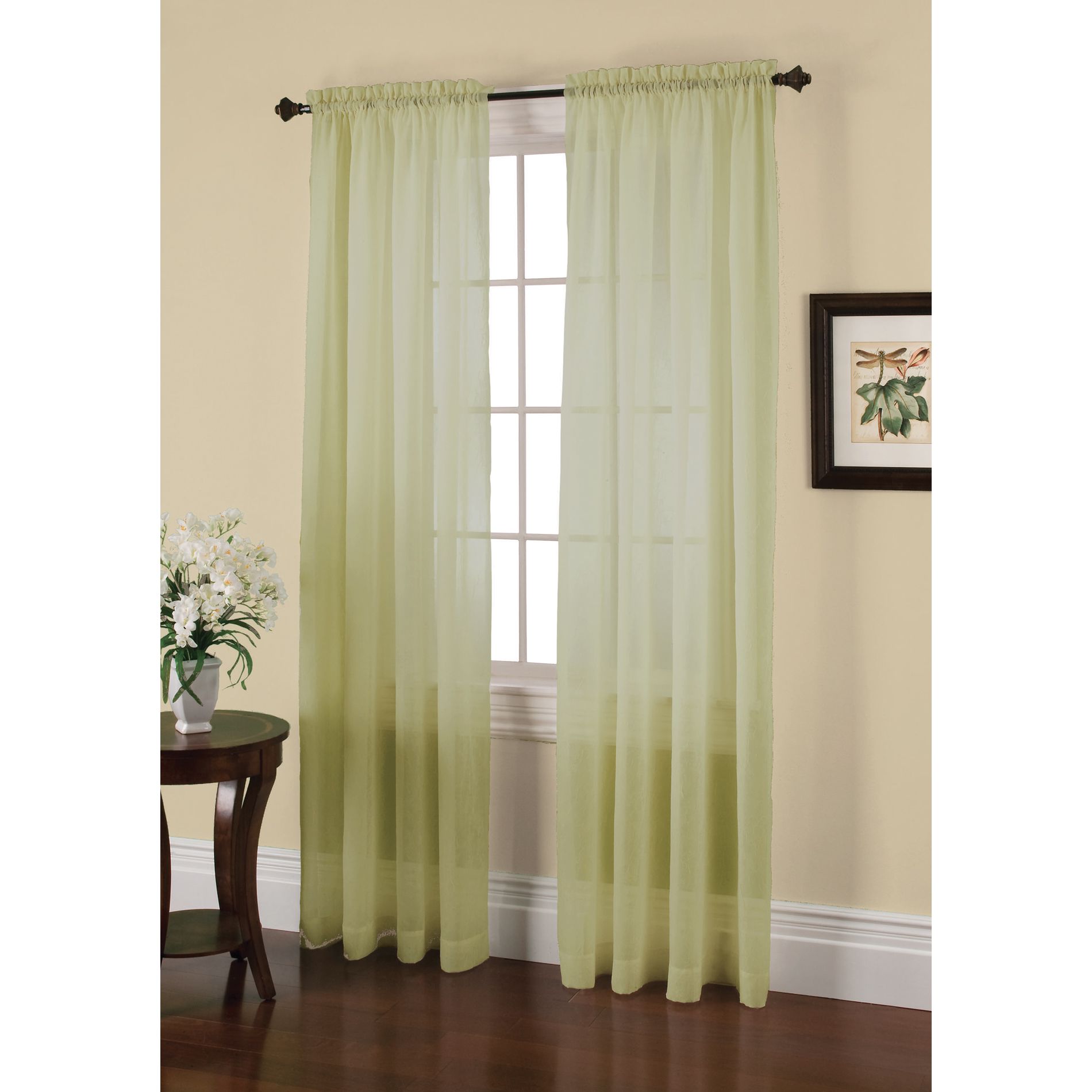 Celery Crushed Voile Window Panel